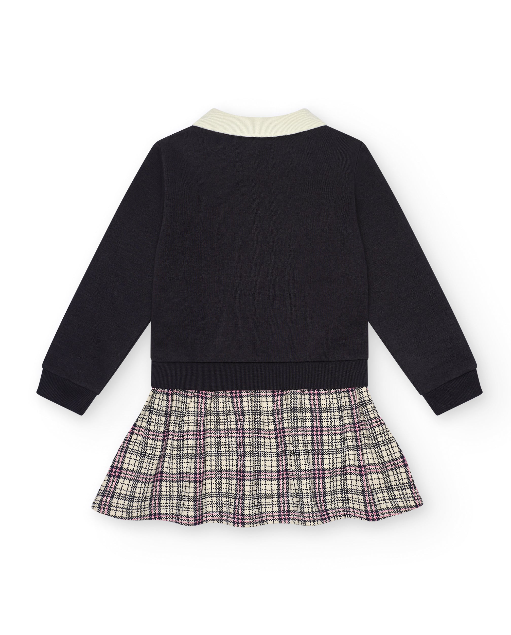 Vestido de punto con falda de cuadros para niña de la colección