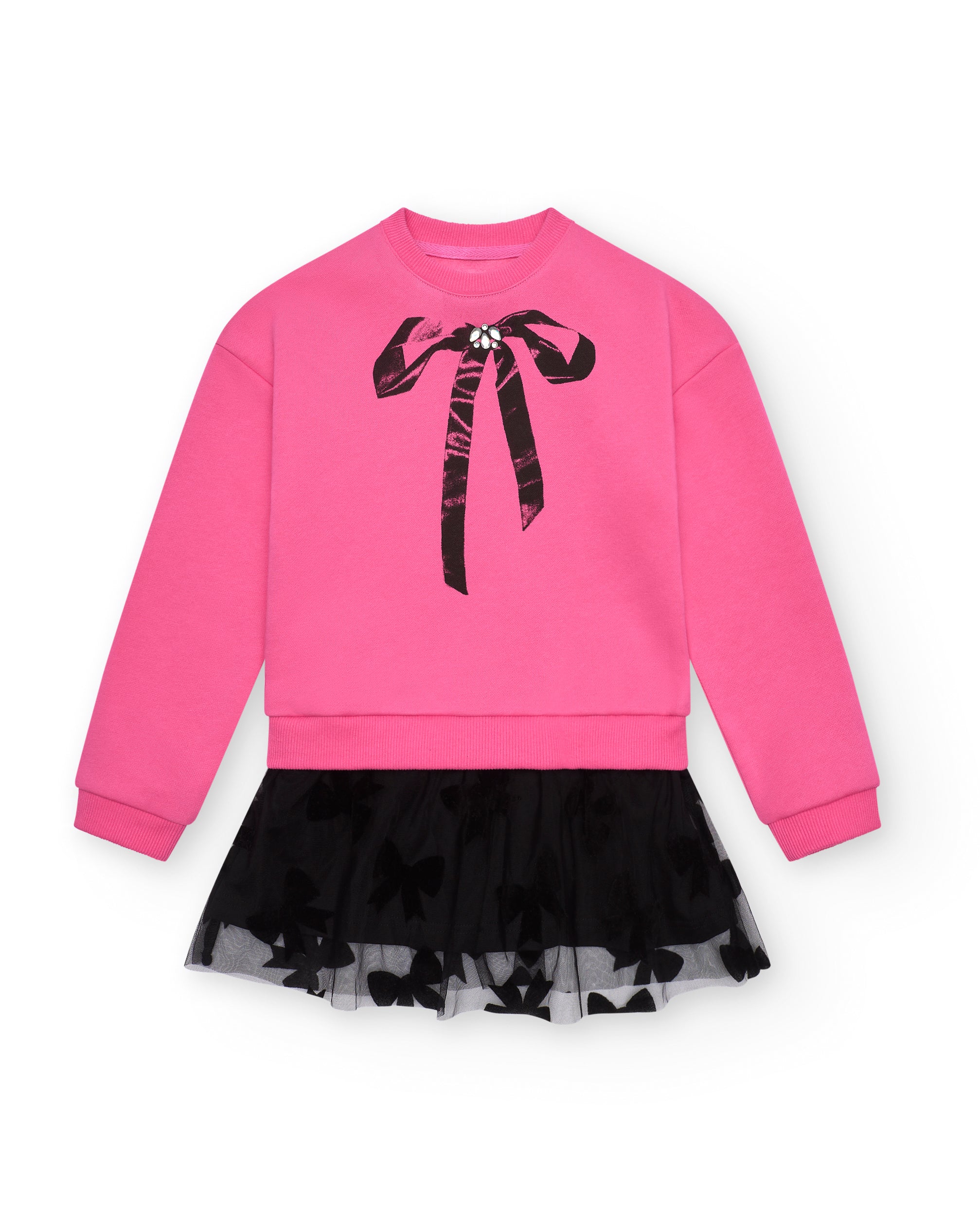 Vestido rosa con lazo y falda de tul para niña colección Magic