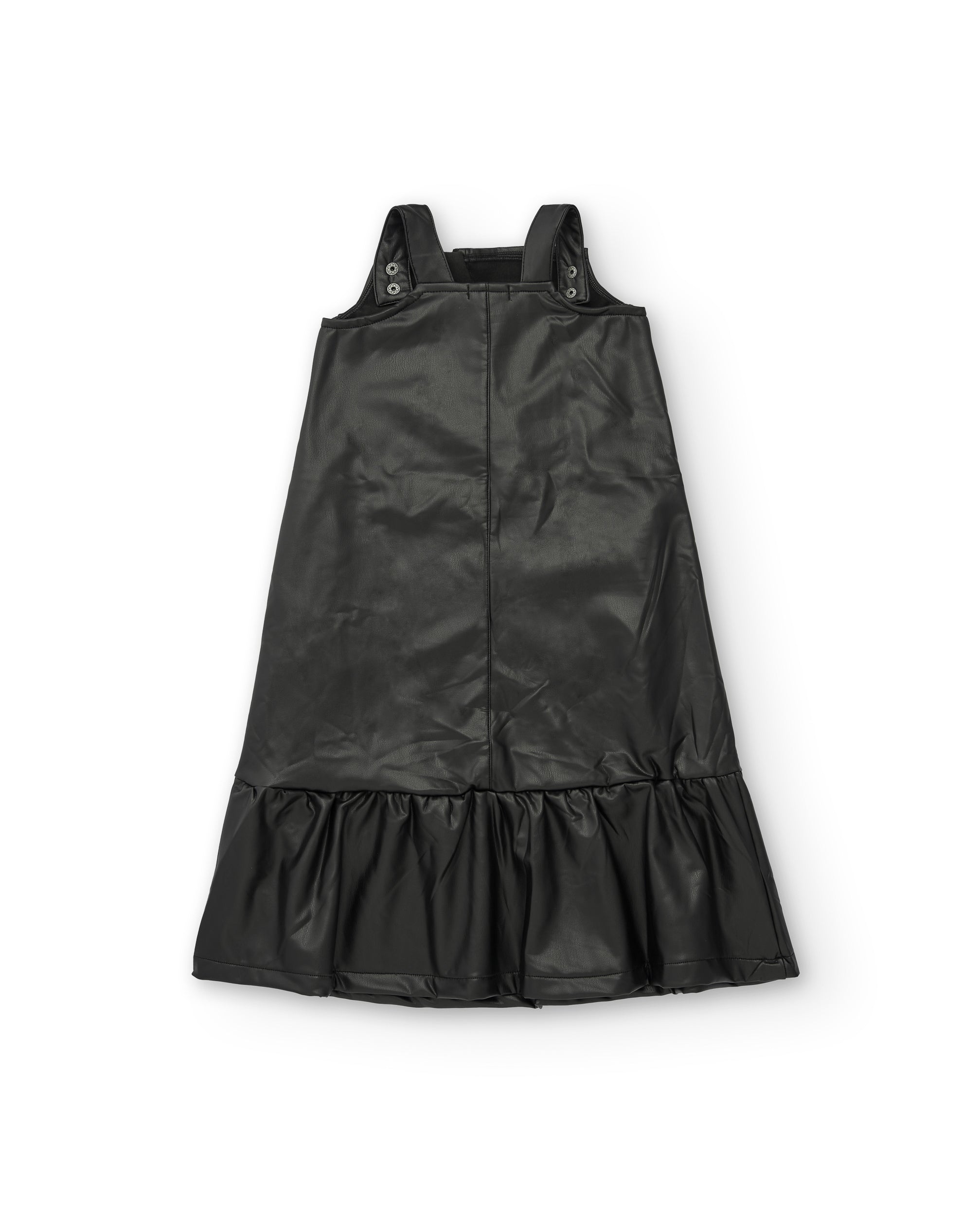 Vestido de cuero sintético con cremallera diagonal en negro