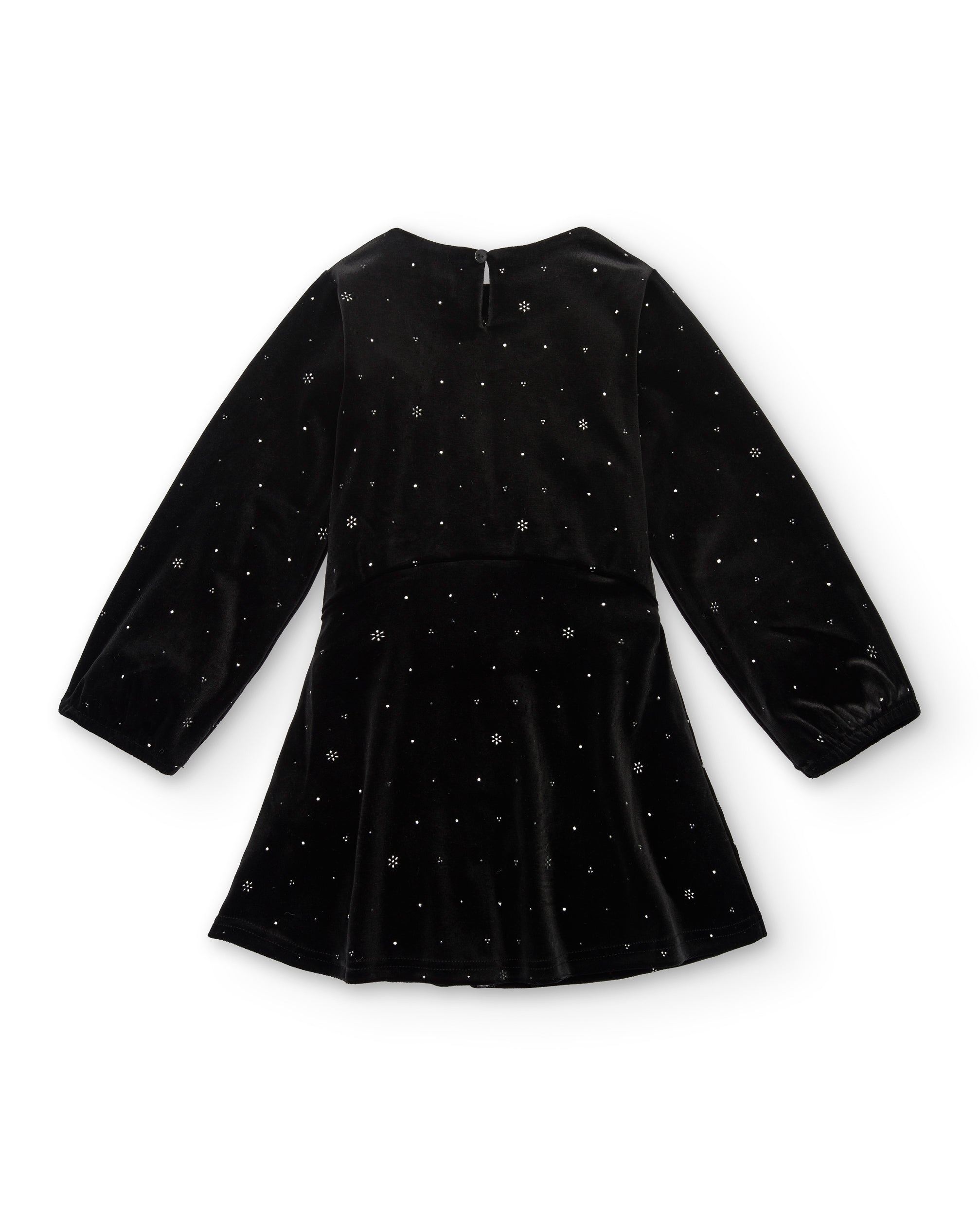 Vestido de terciopelo negro con detalles brillantes para niña