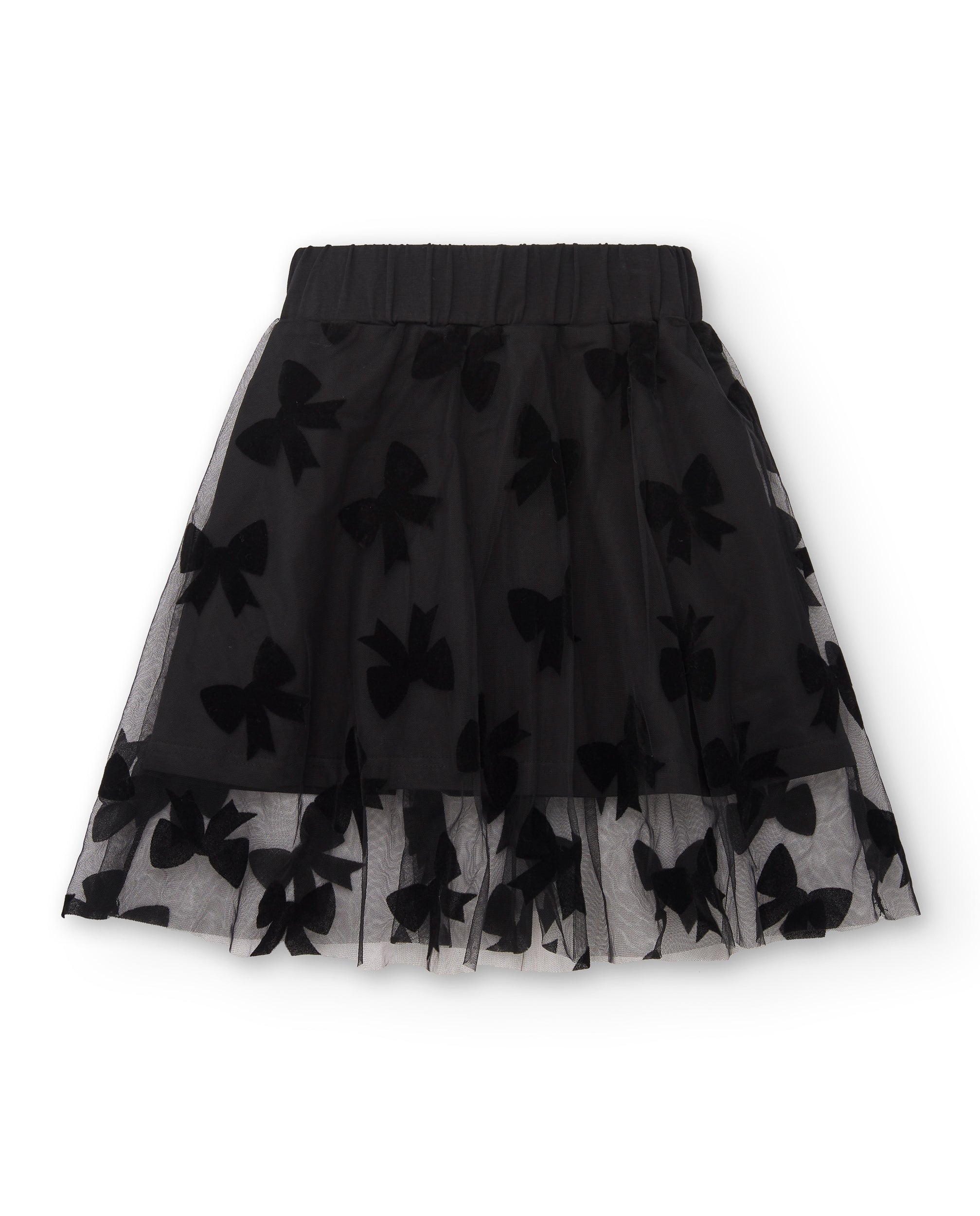 Falda de tul negra con estampado de lazos para niña colección