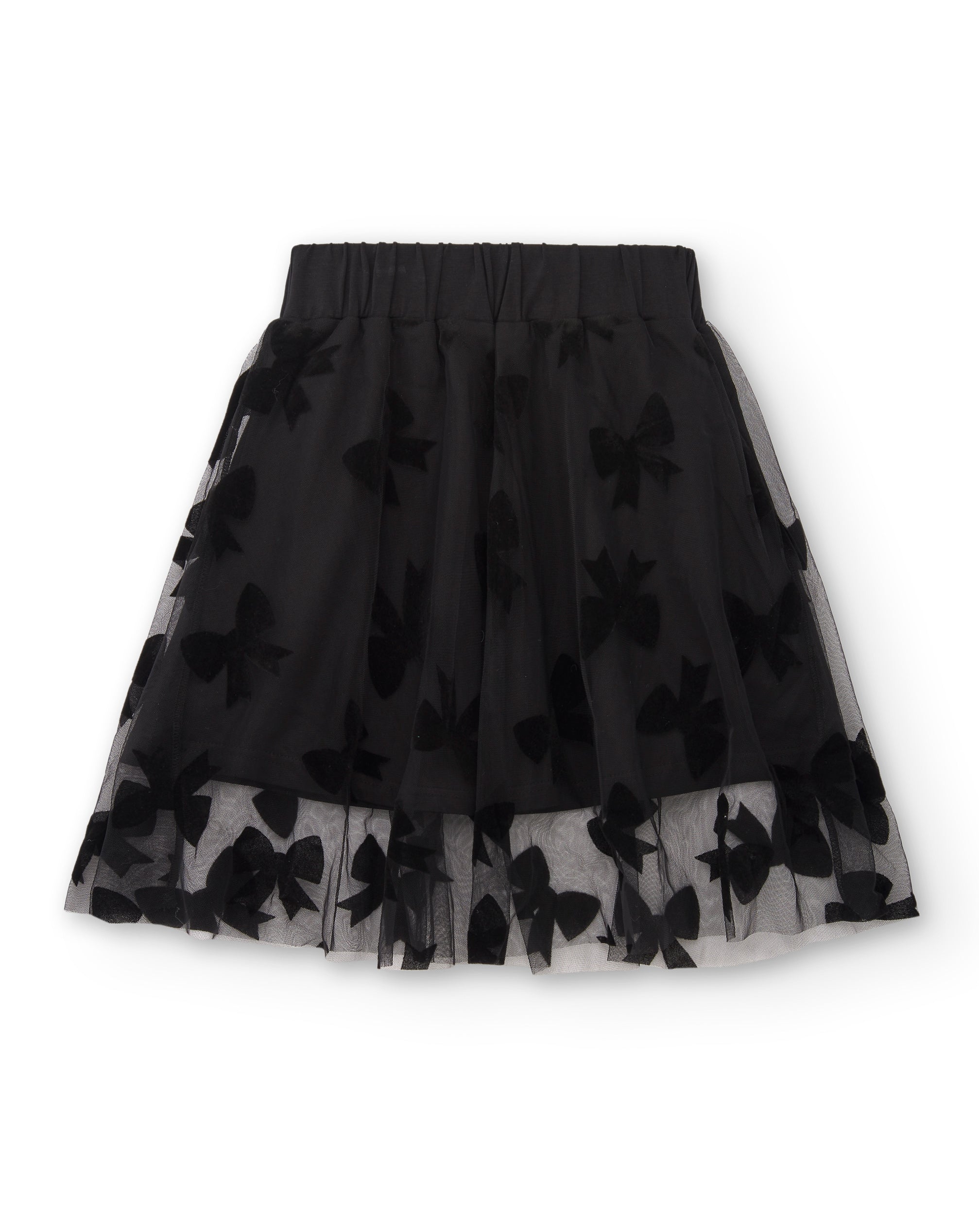Falda de tul negra con estampado de lazos para niña colección