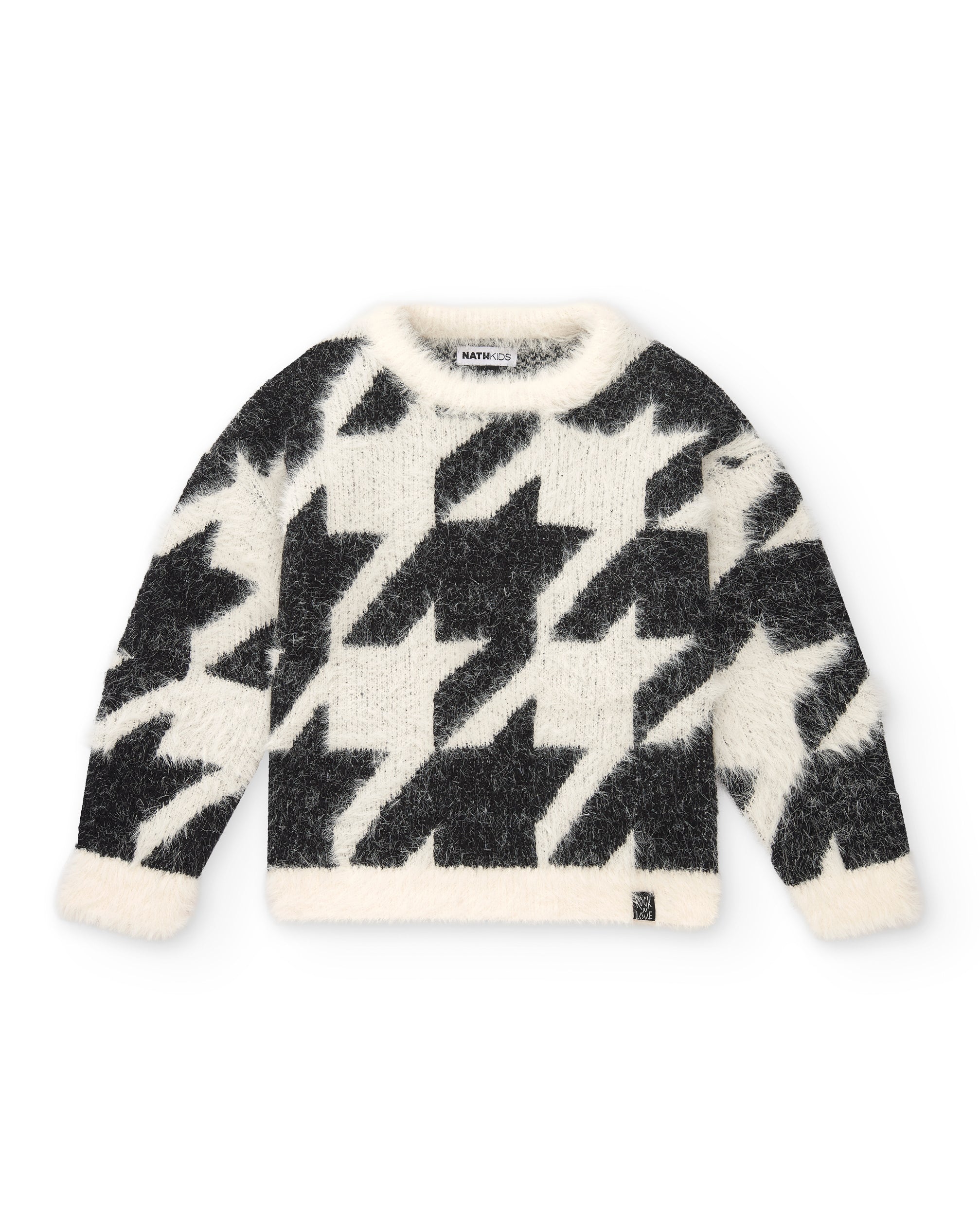 Jersey de punto suave con estampado de pata de gallo para niña
