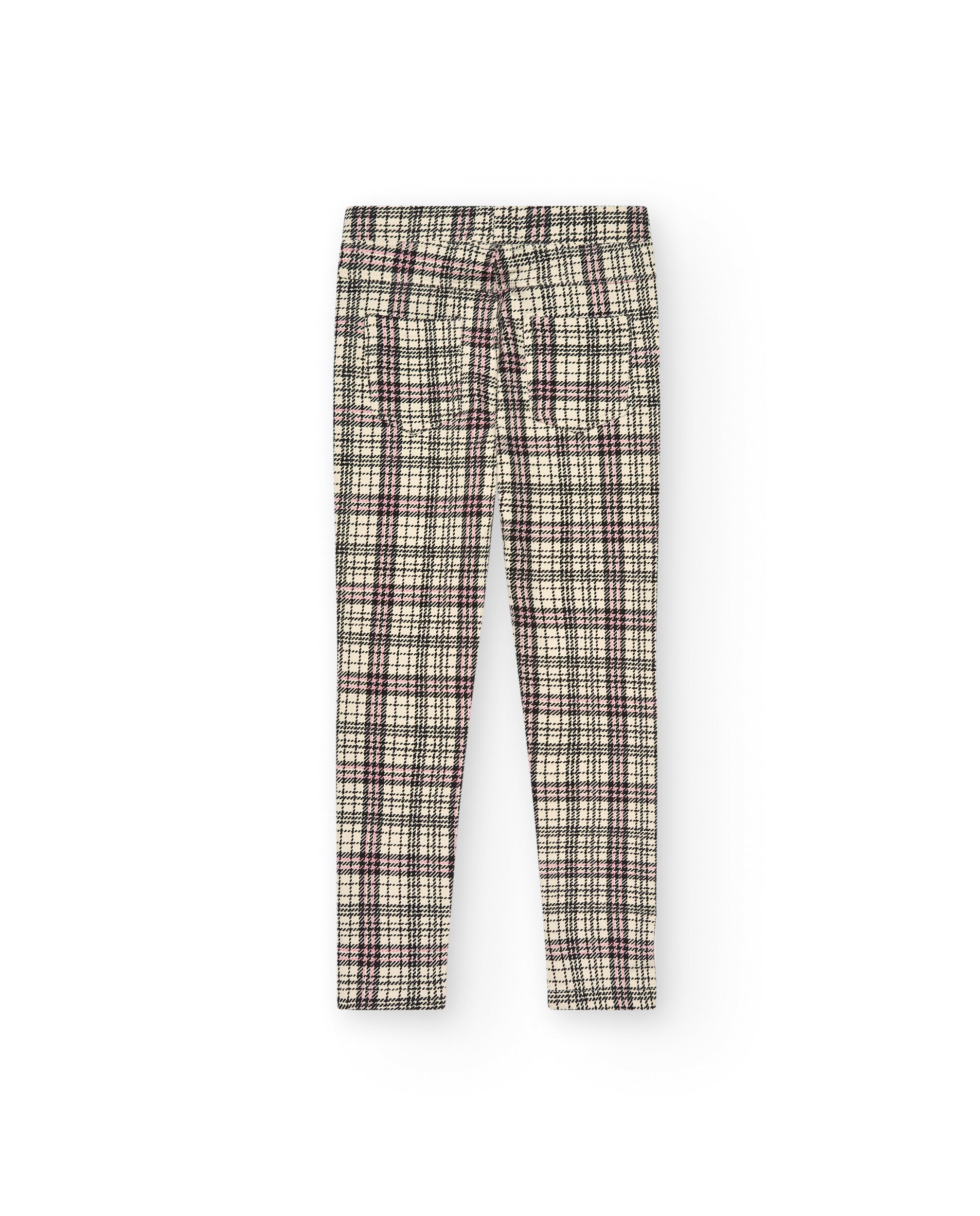 Leggings de cuadros en tonos neutros para niña de la colección