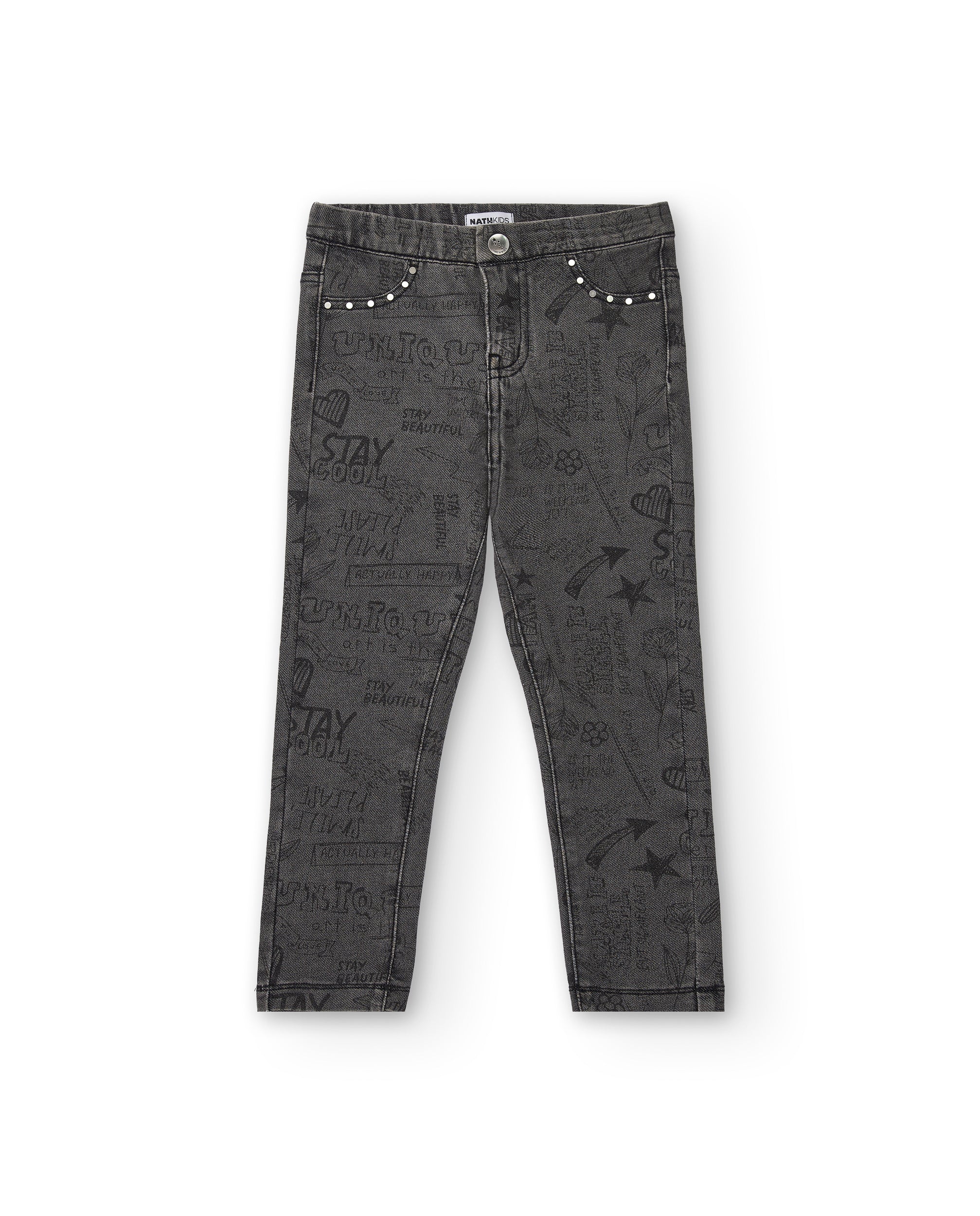 Jeggings en gris oscuro con diseño de texto colección Rebel