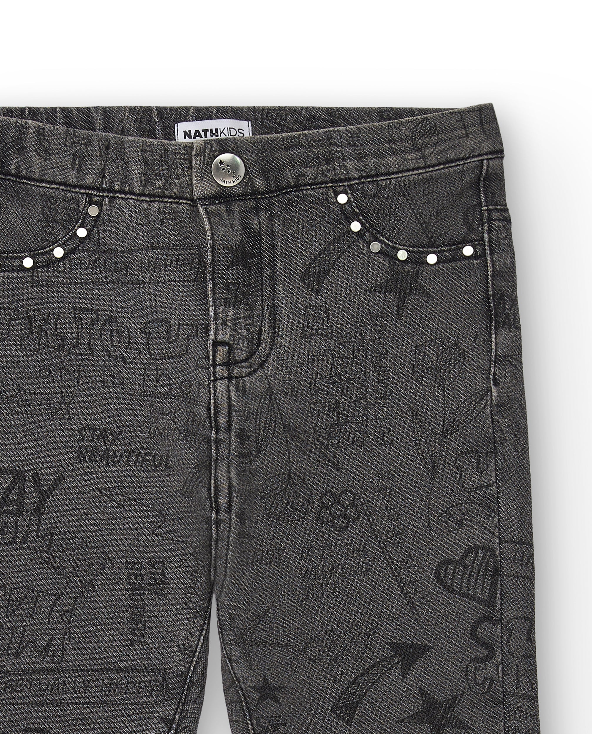 Jeggings en gris oscuro con diseño de texto colección Rebel