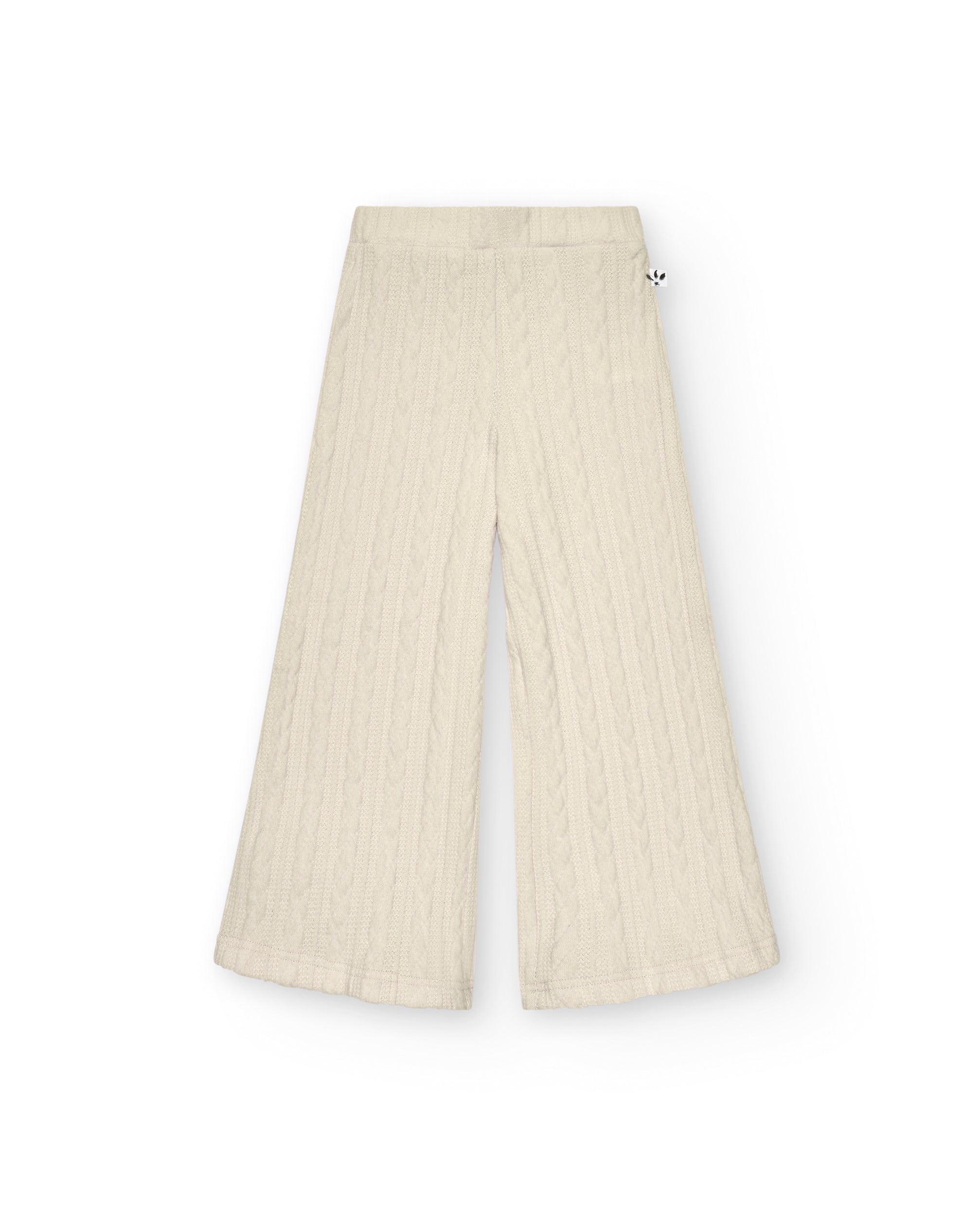 Pantalón acampanado niña en color beige con textura trenzada