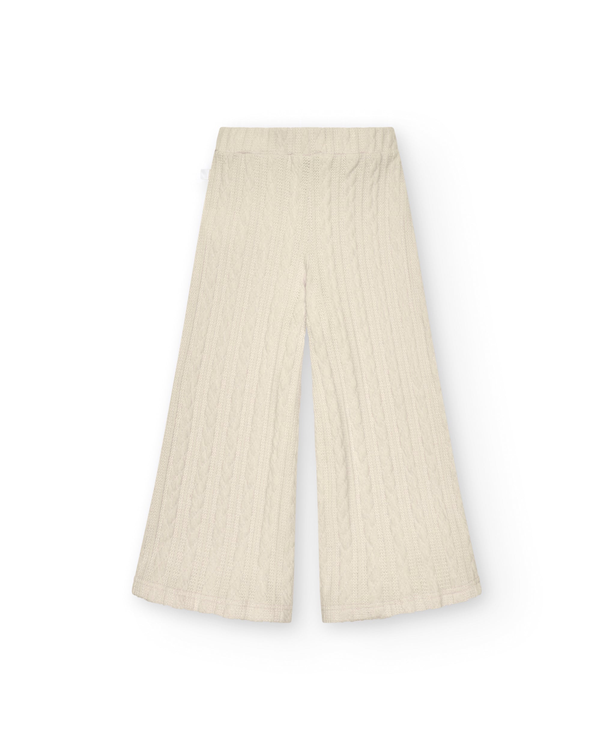 Pantalón acampanado niña en color beige con textura trenzada