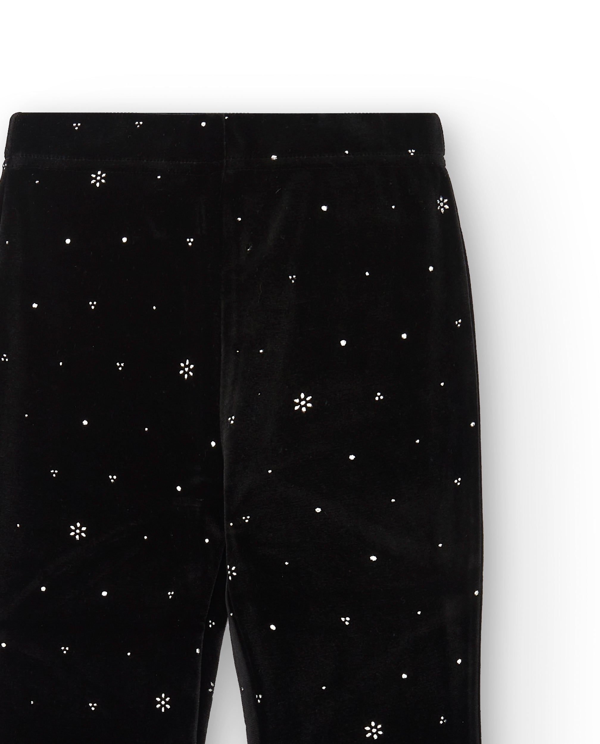 Pantalón acampanado de terciopelo negro con detalles de