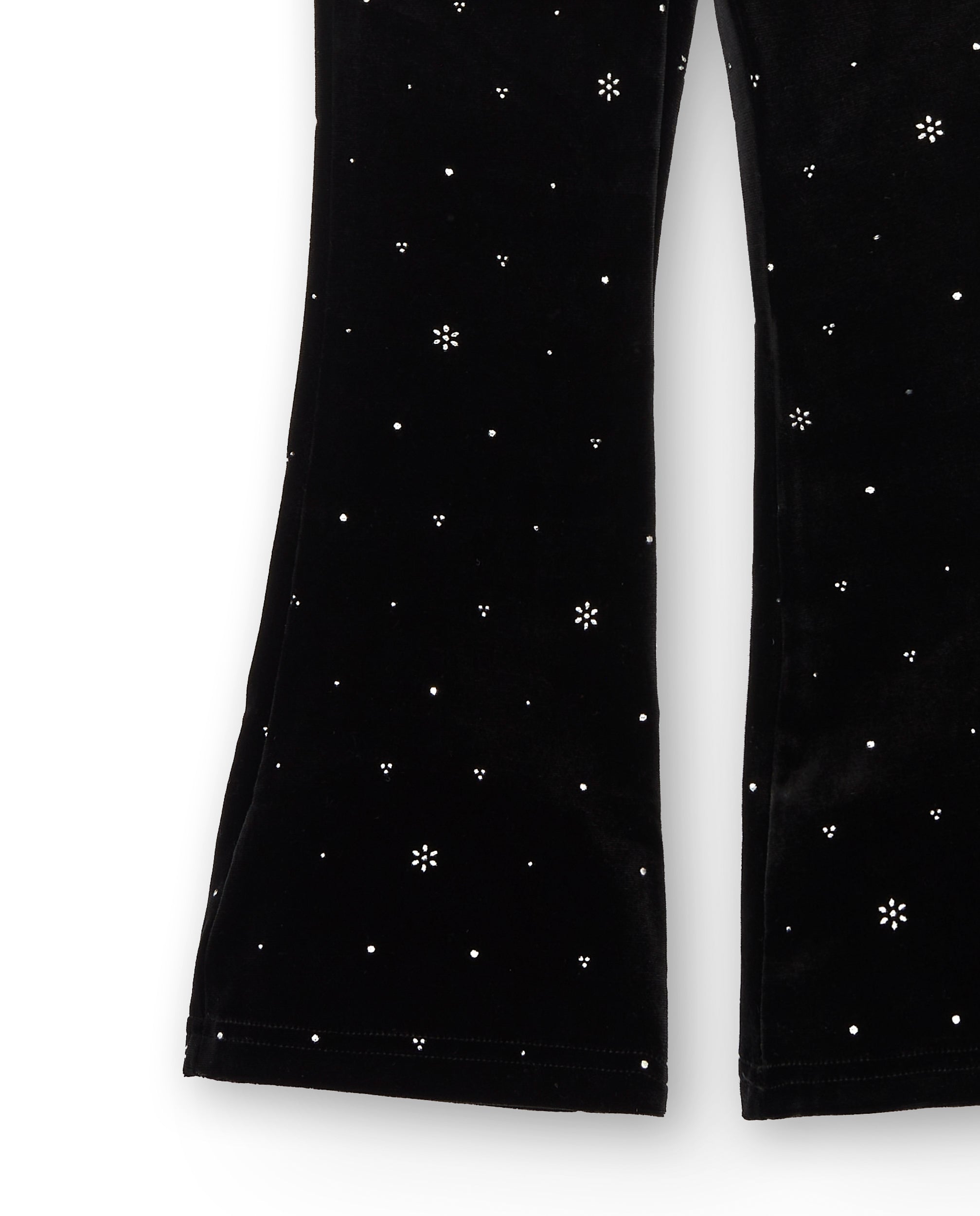 Pantalón acampanado de terciopelo negro con detalles de