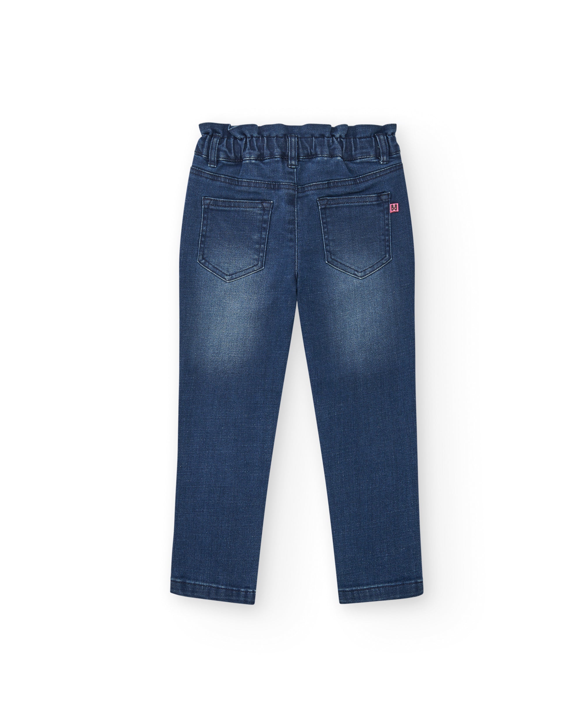 Pantalones vaqueros para niña con detalles de estampado floral