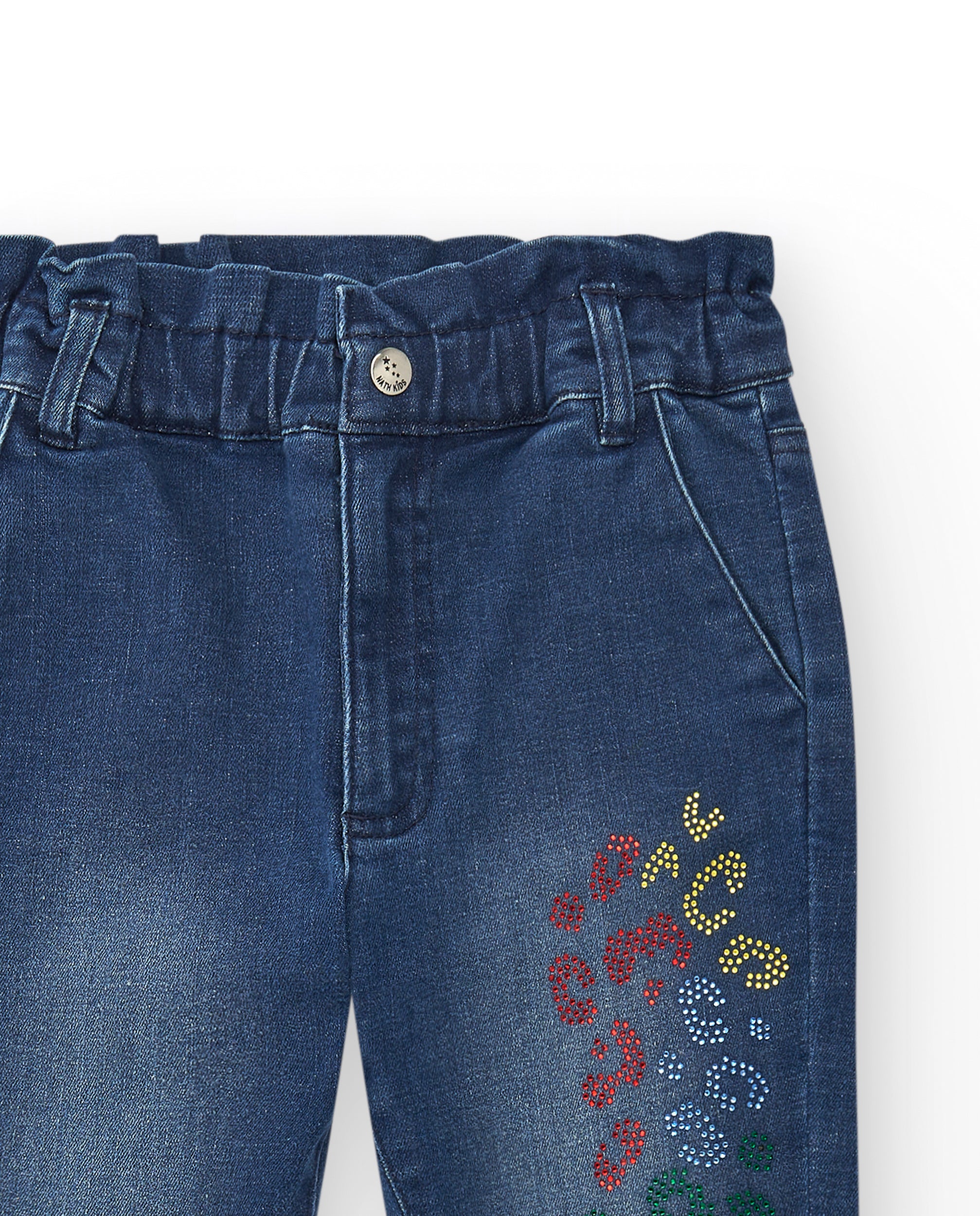 Pantalones vaqueros para niña con detalles de estampado floral