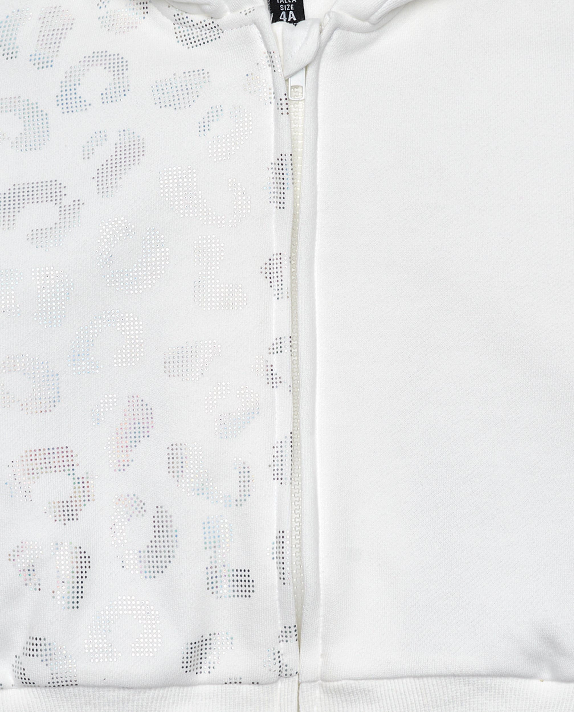 Sudadera con capucha niña en blanco con estampado animal print