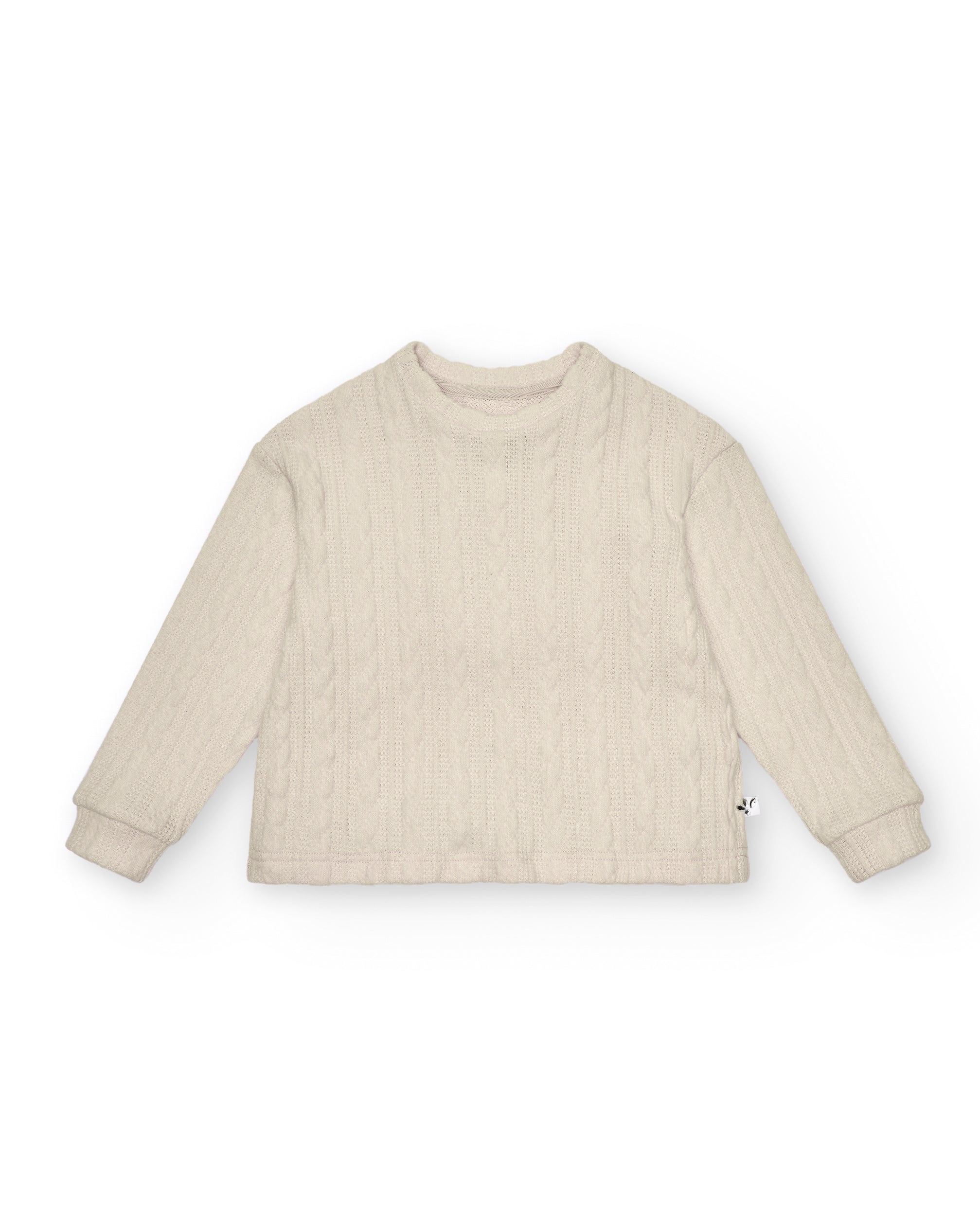 Jersey niña en color beige con textura trenzada colección The