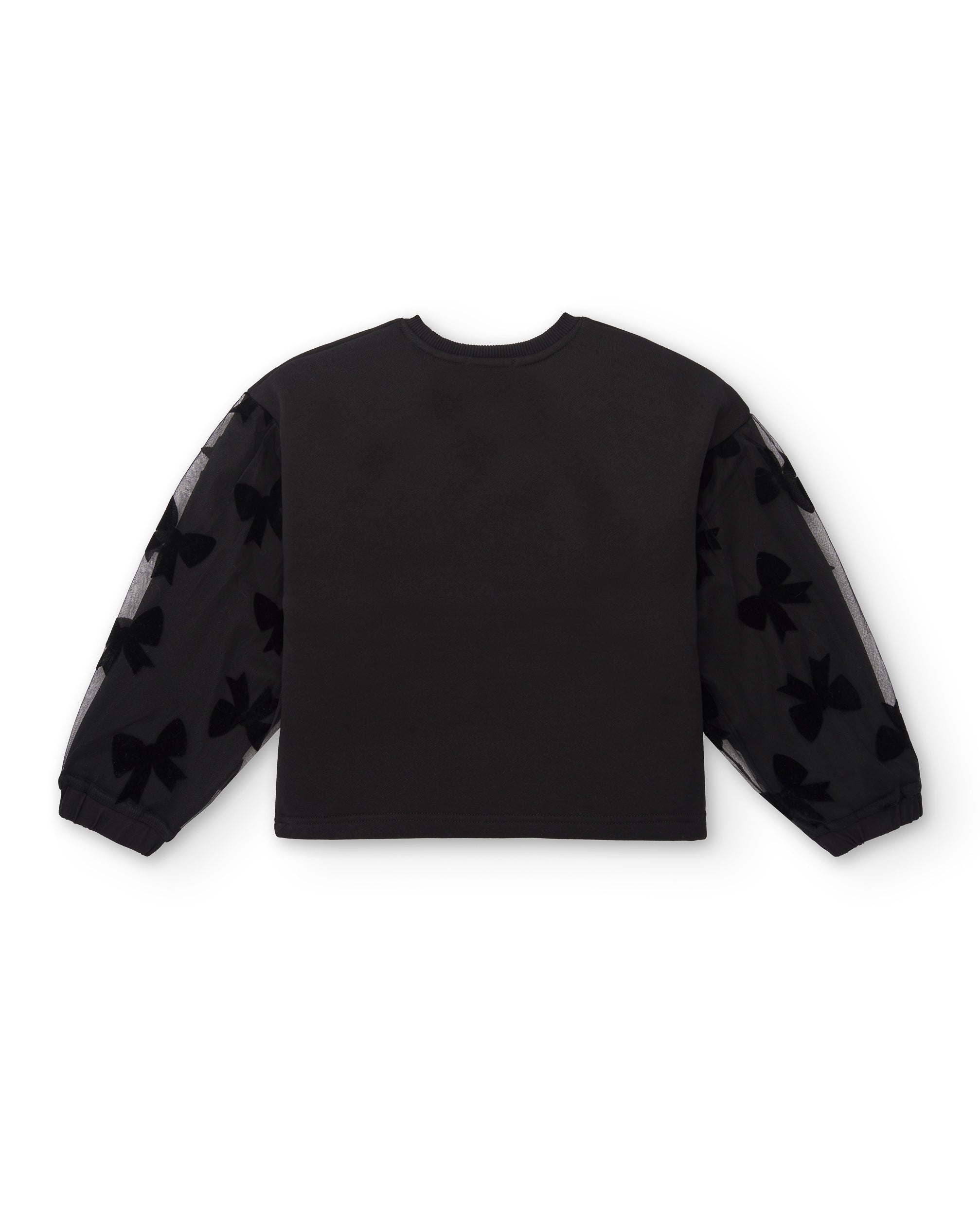 Sudadera negra con mangas de tul y lazos para niña colección