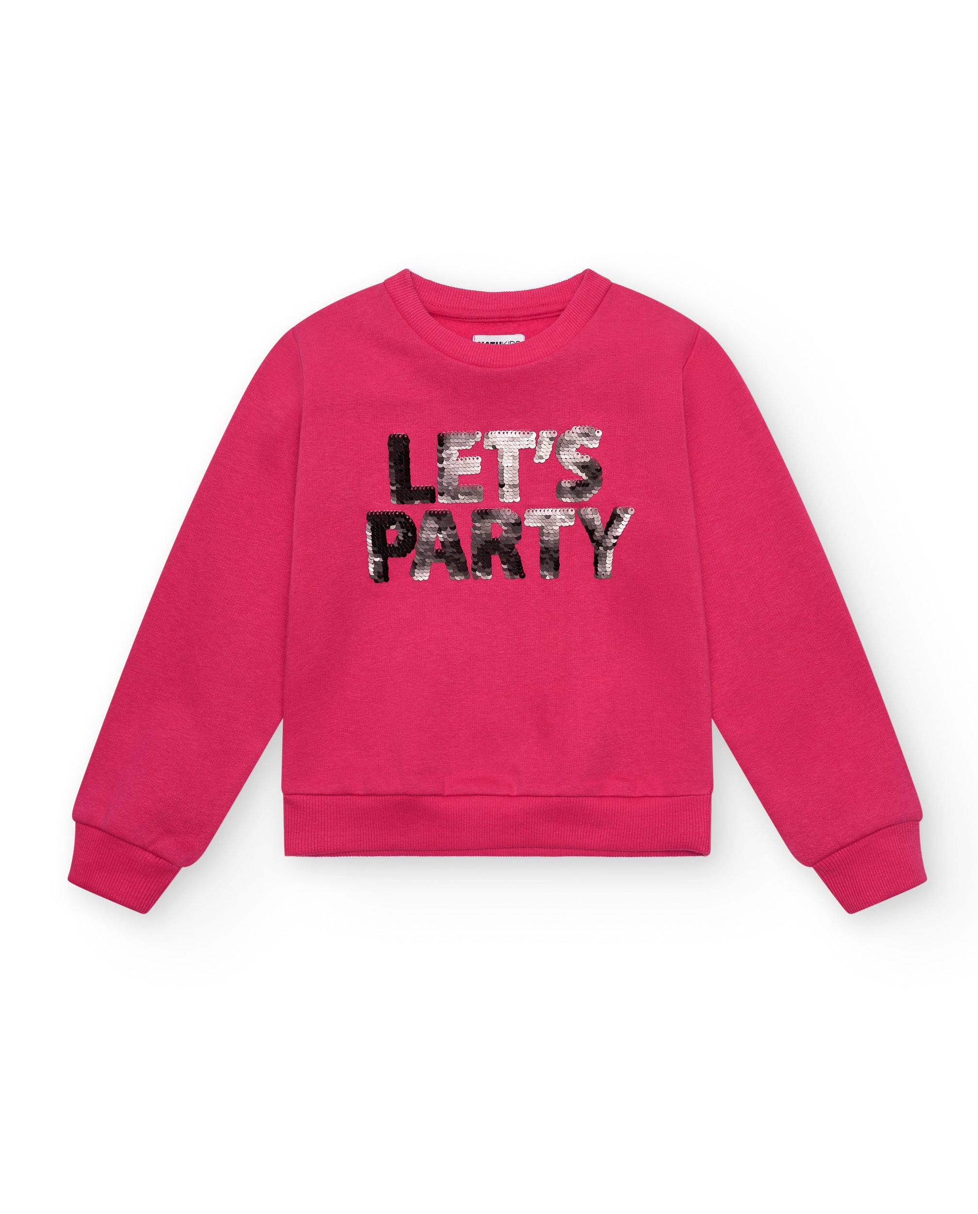 Sudadera fucsia con lentejuelas "LET'S PARTY" para niña de la
