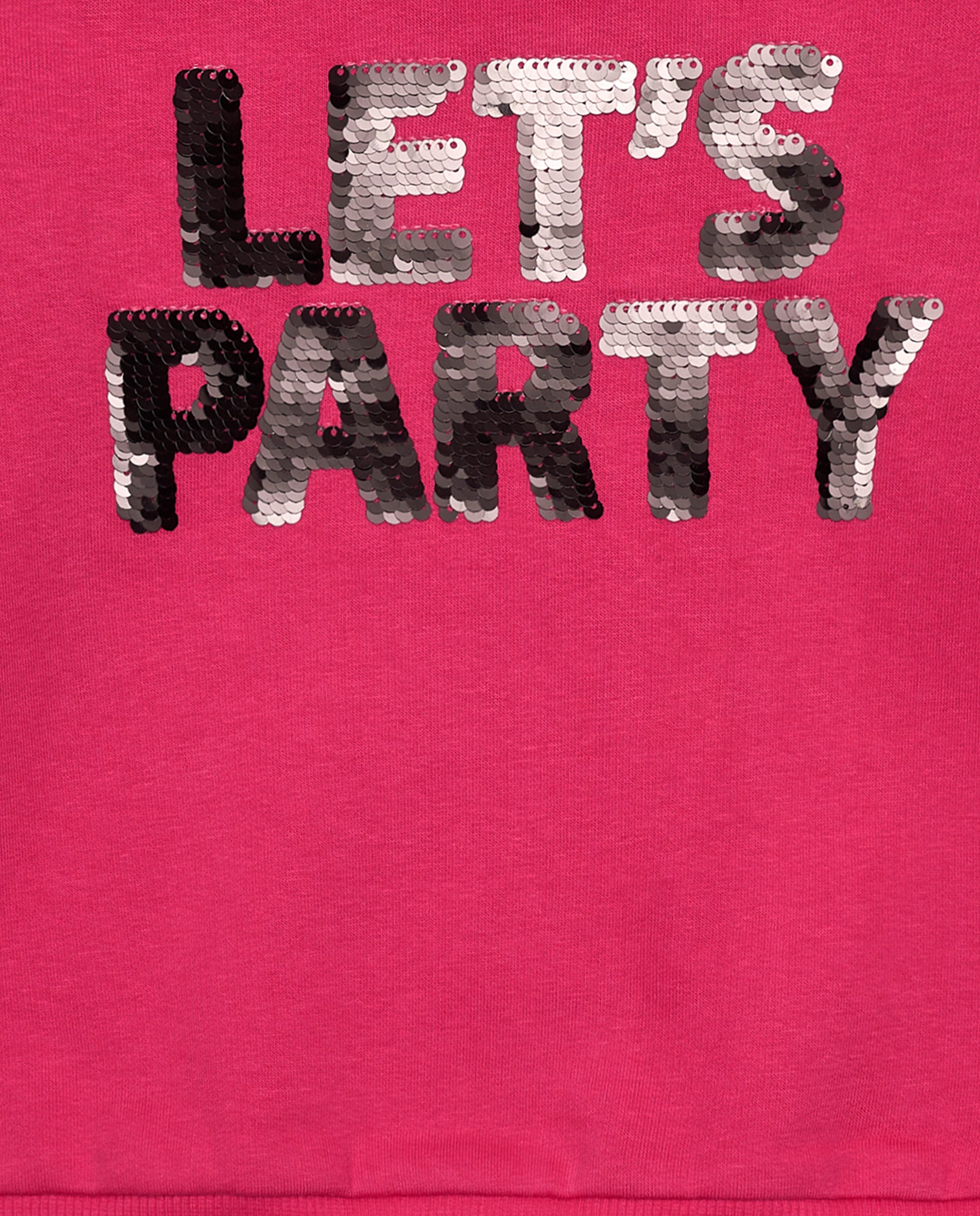 Sudadera fucsia con lentejuelas "LET'S PARTY" para niña de la