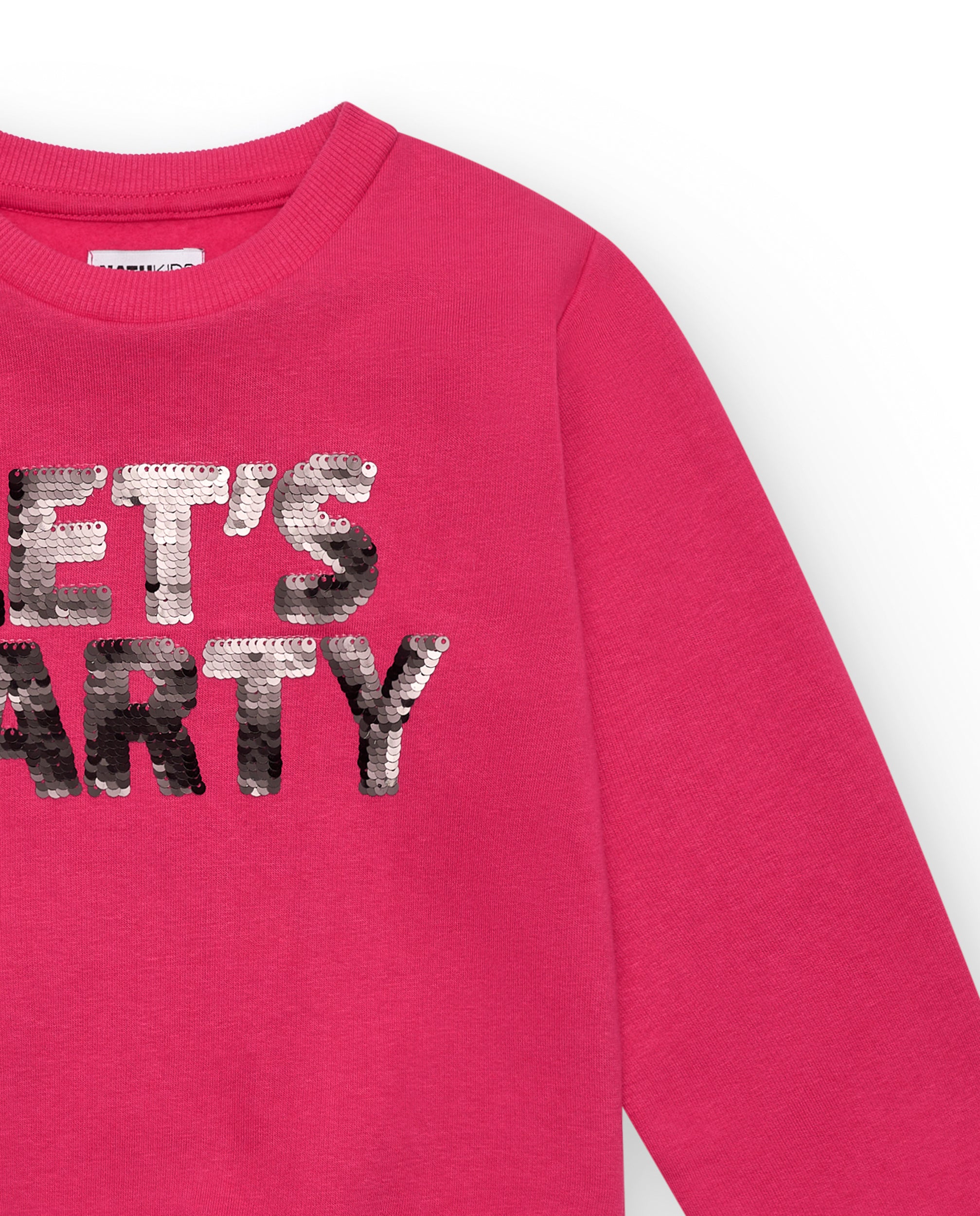 Sudadera fucsia con lentejuelas "LET'S PARTY" para niña de la