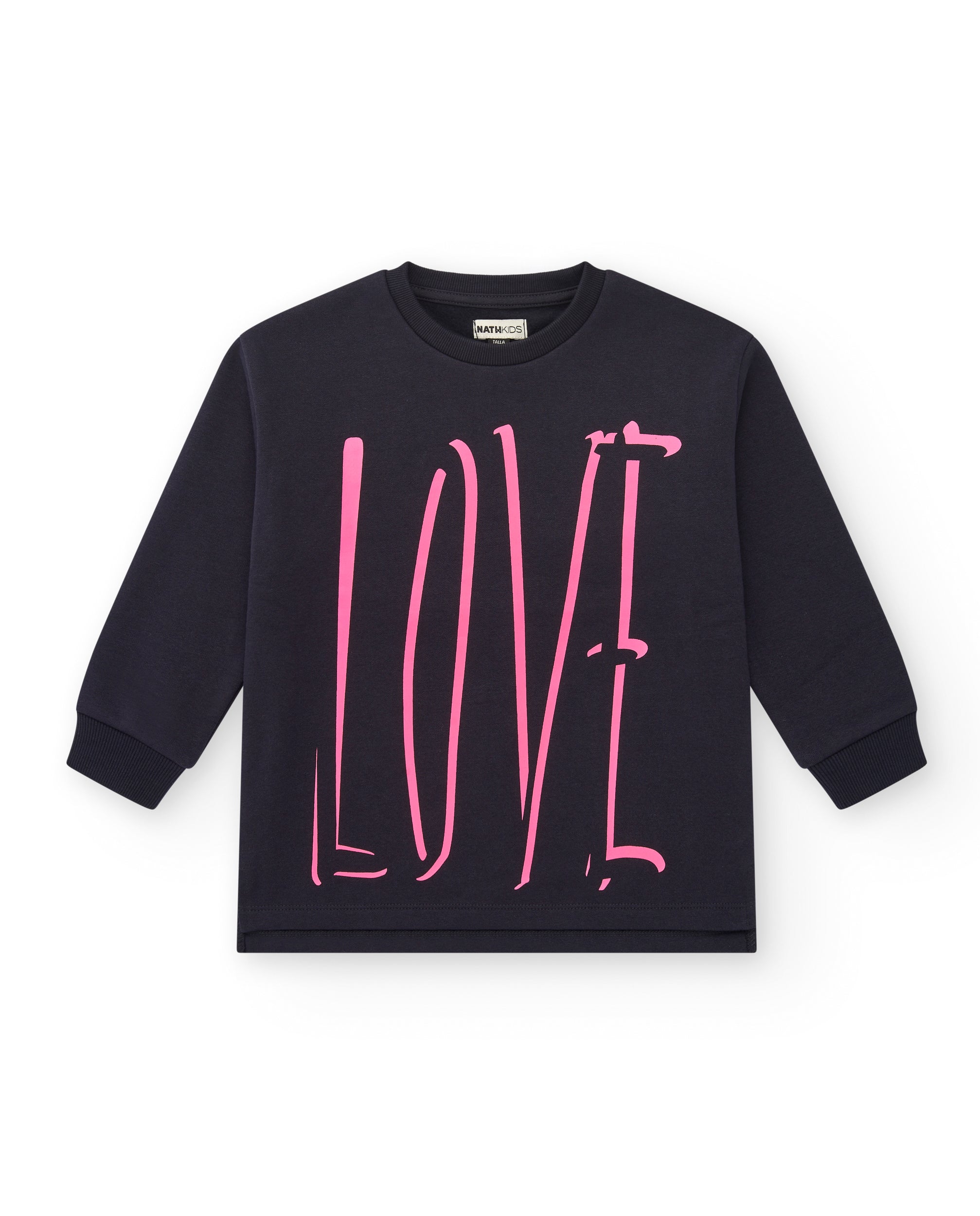 Sudadera negra con estampado rosa para niña colección Living in