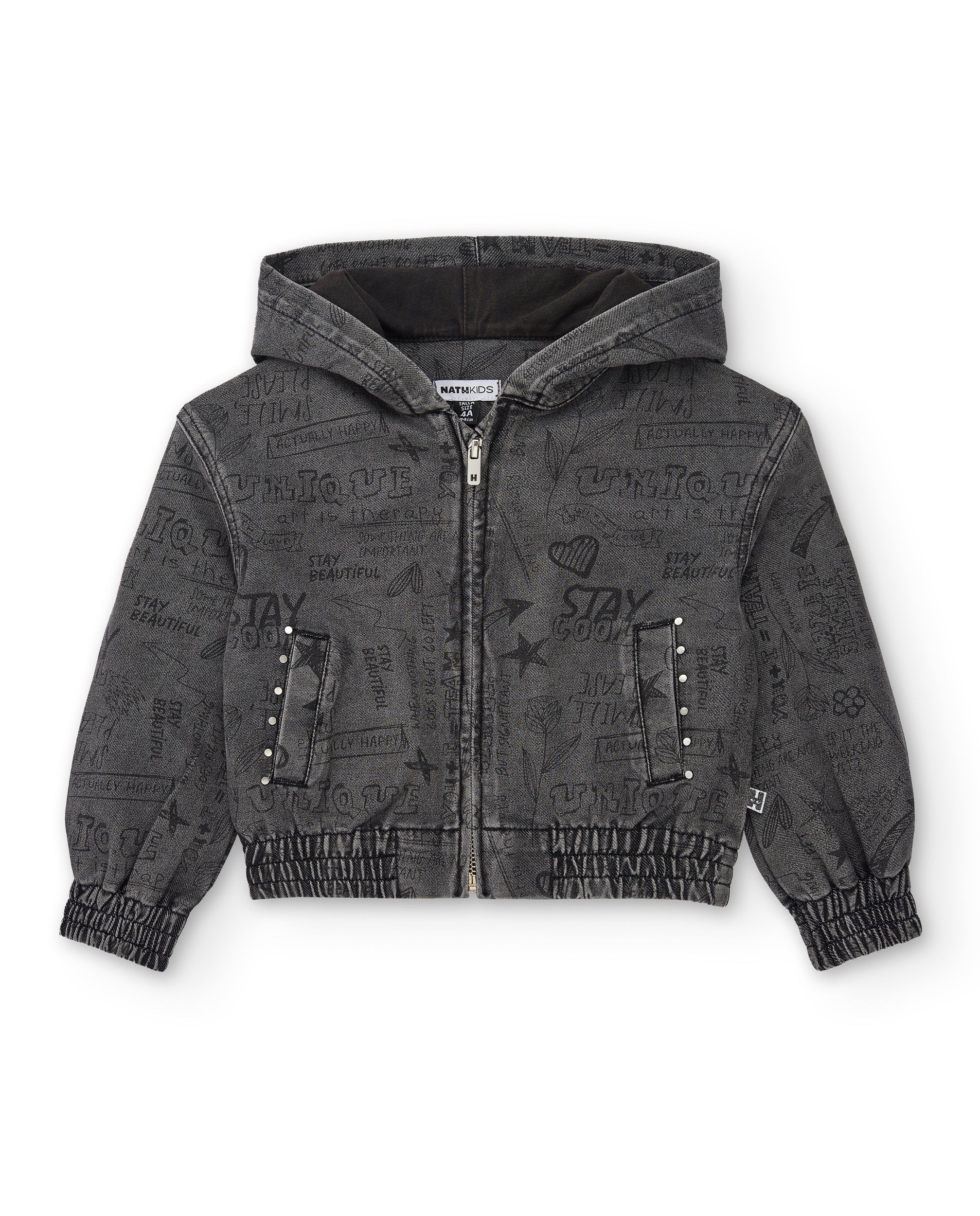 Chaqueta denim con capucha estampada colección Rebel Dreamers