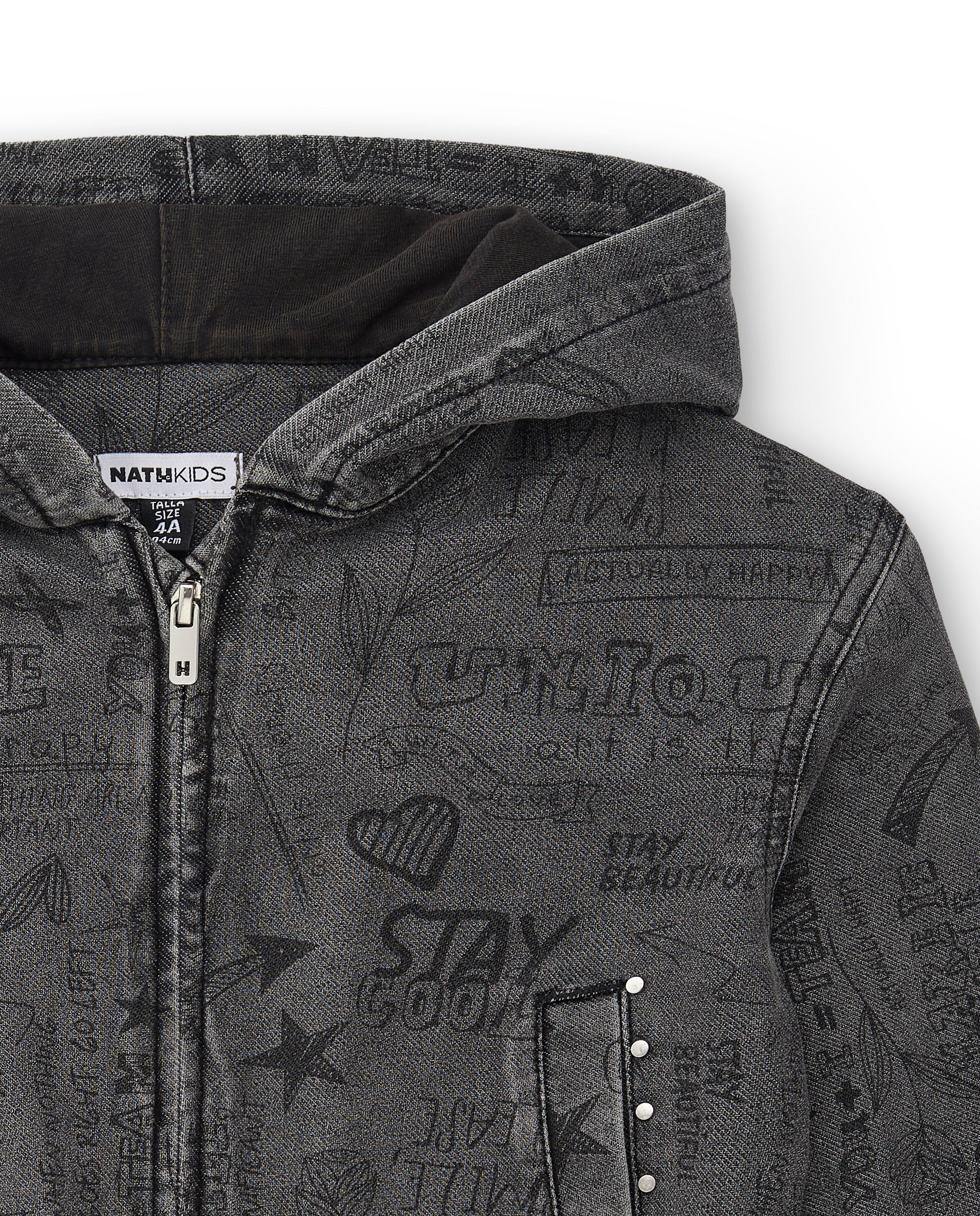 Chaqueta denim con capucha estampada colección Rebel Dreamers