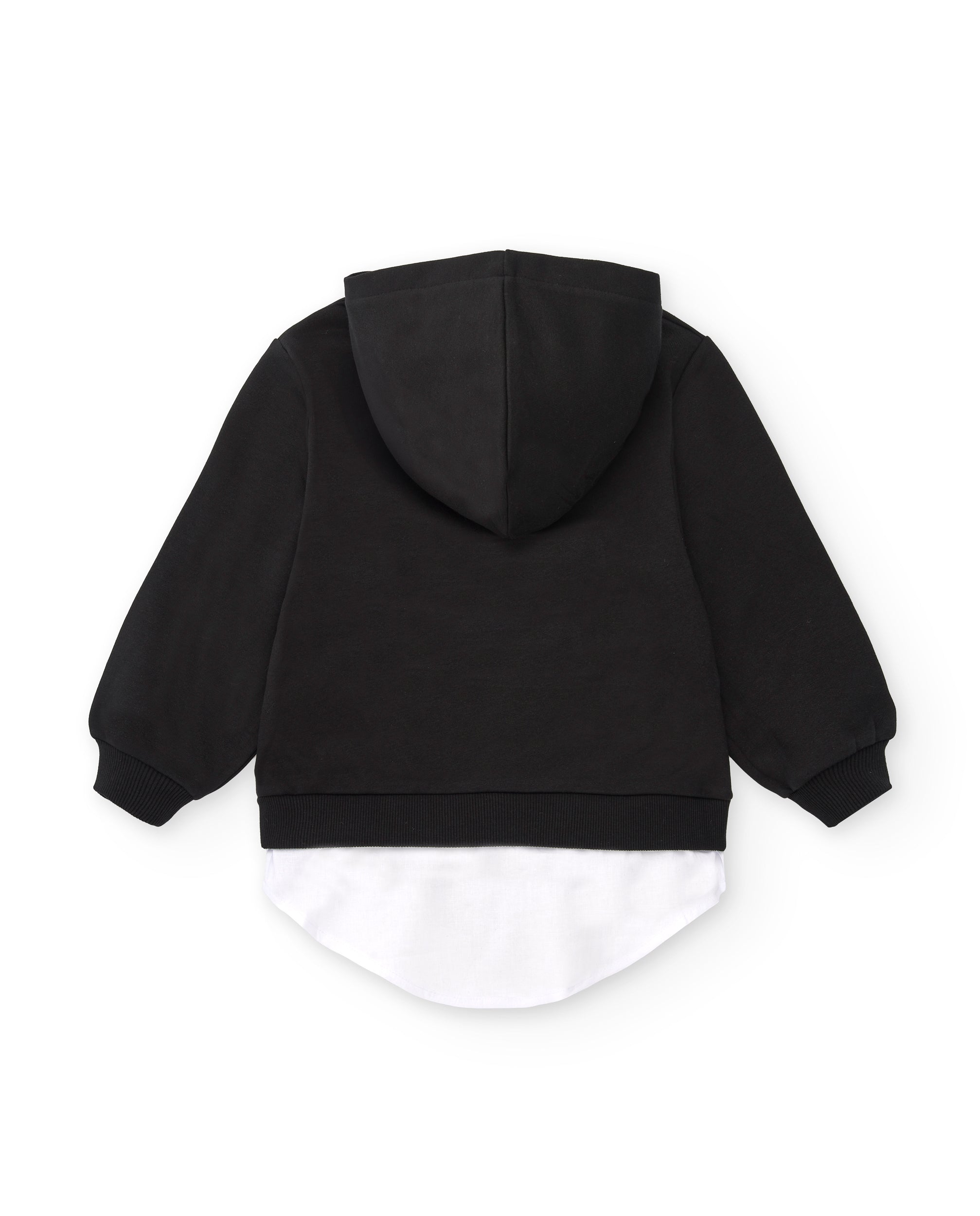 Sudadera con capucha negra con camisa blanca para niña