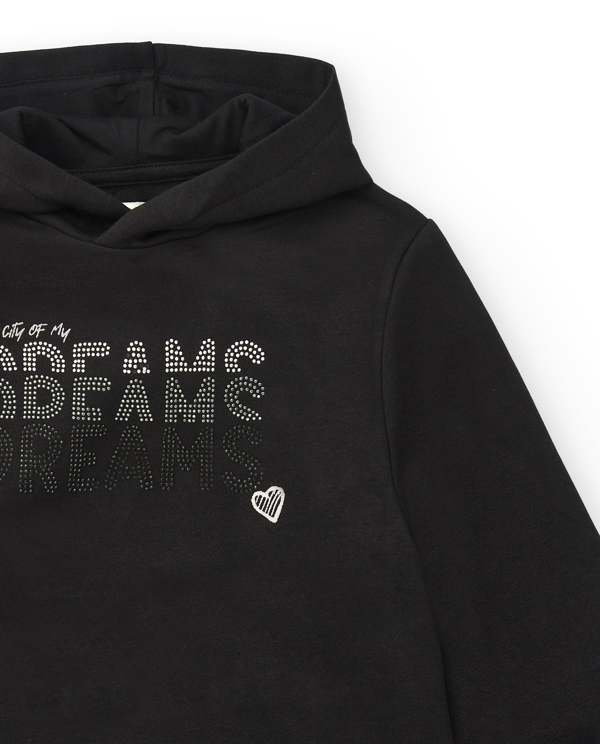 Sudadera con capucha negra con camisa blanca para niña