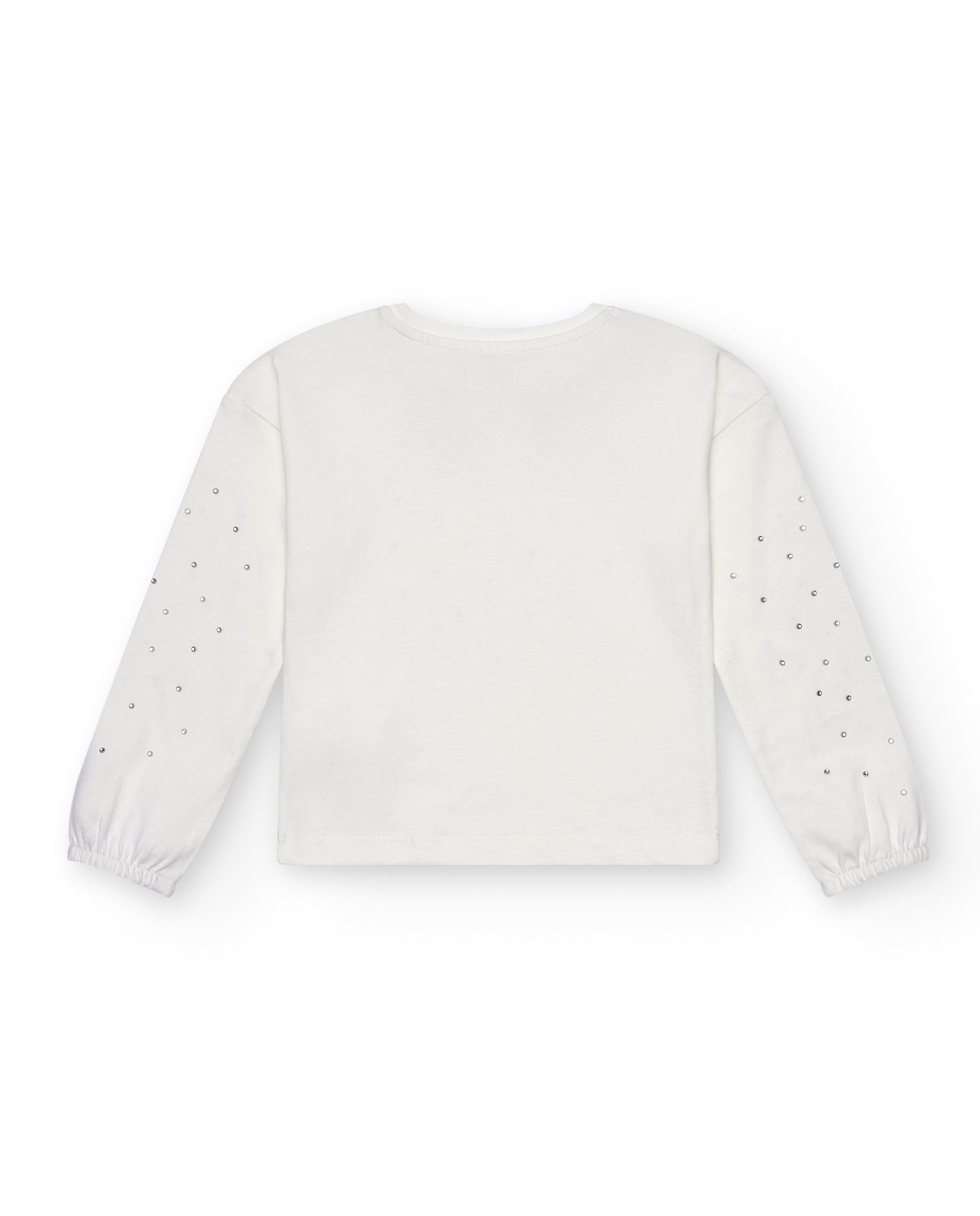 Sudadera de manga larga con apliques metálicos en blanco para