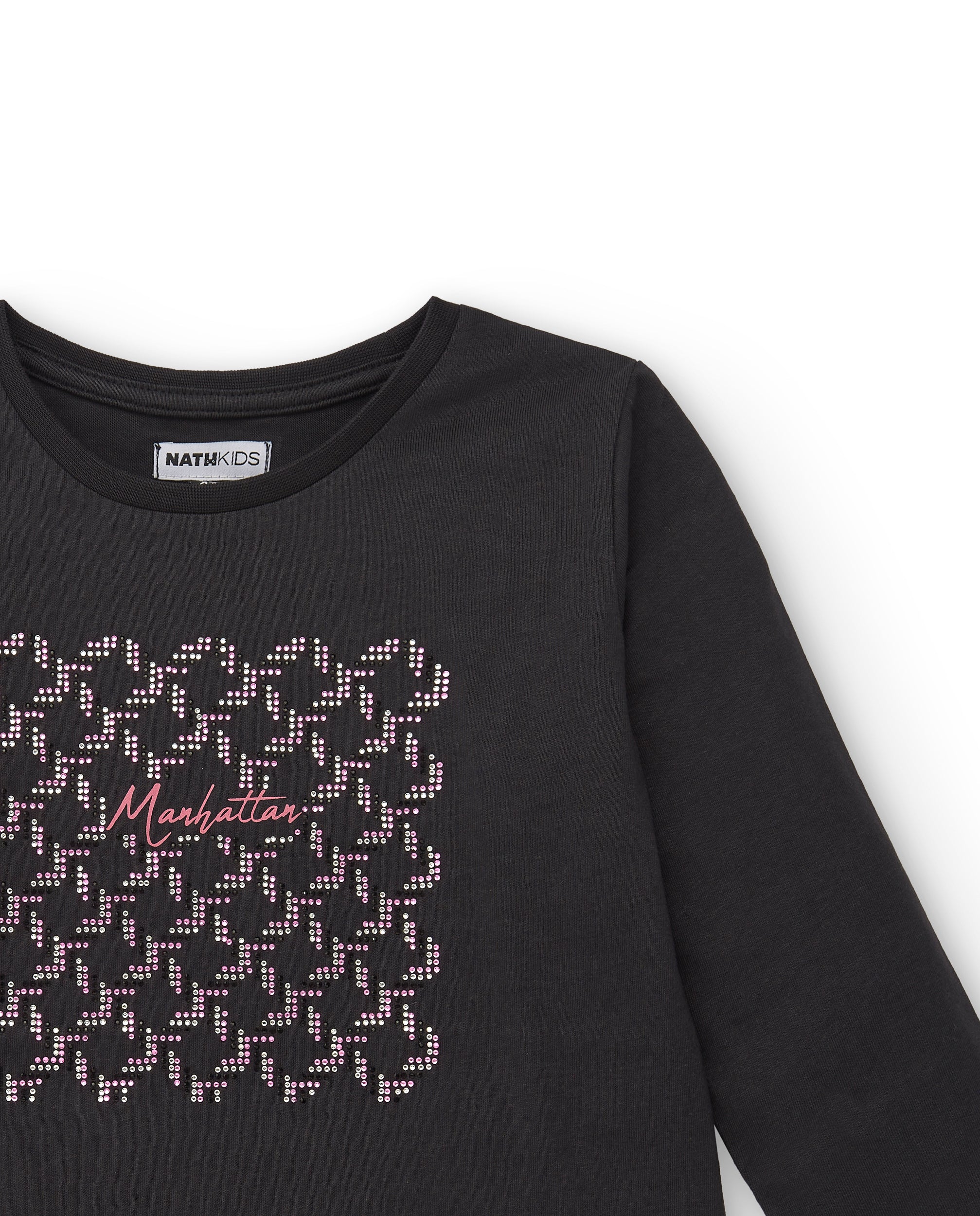 Camiseta de manga larga con estampado geométrico en negro para