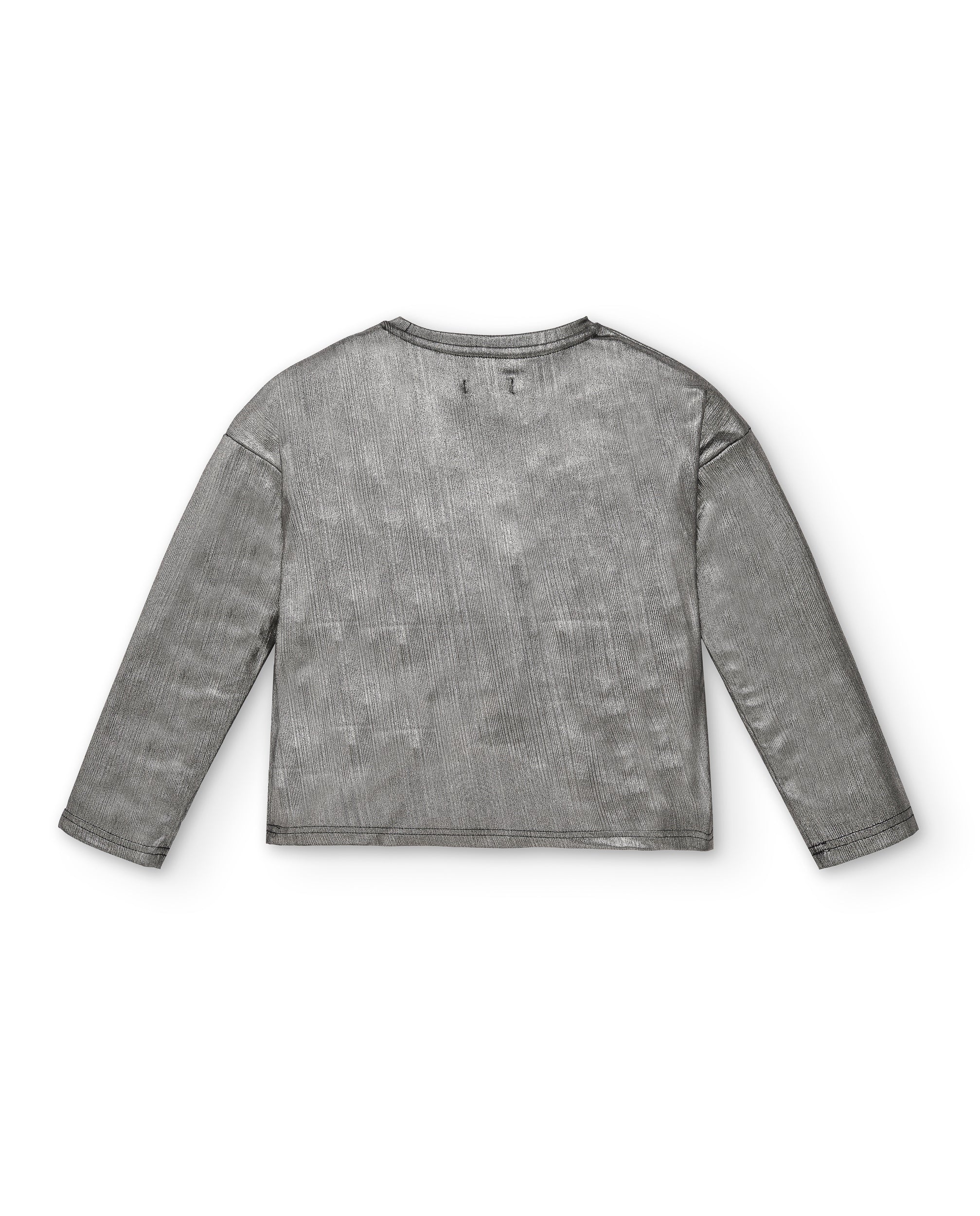 Camiseta manga larga niña en gris metalizado con efecto