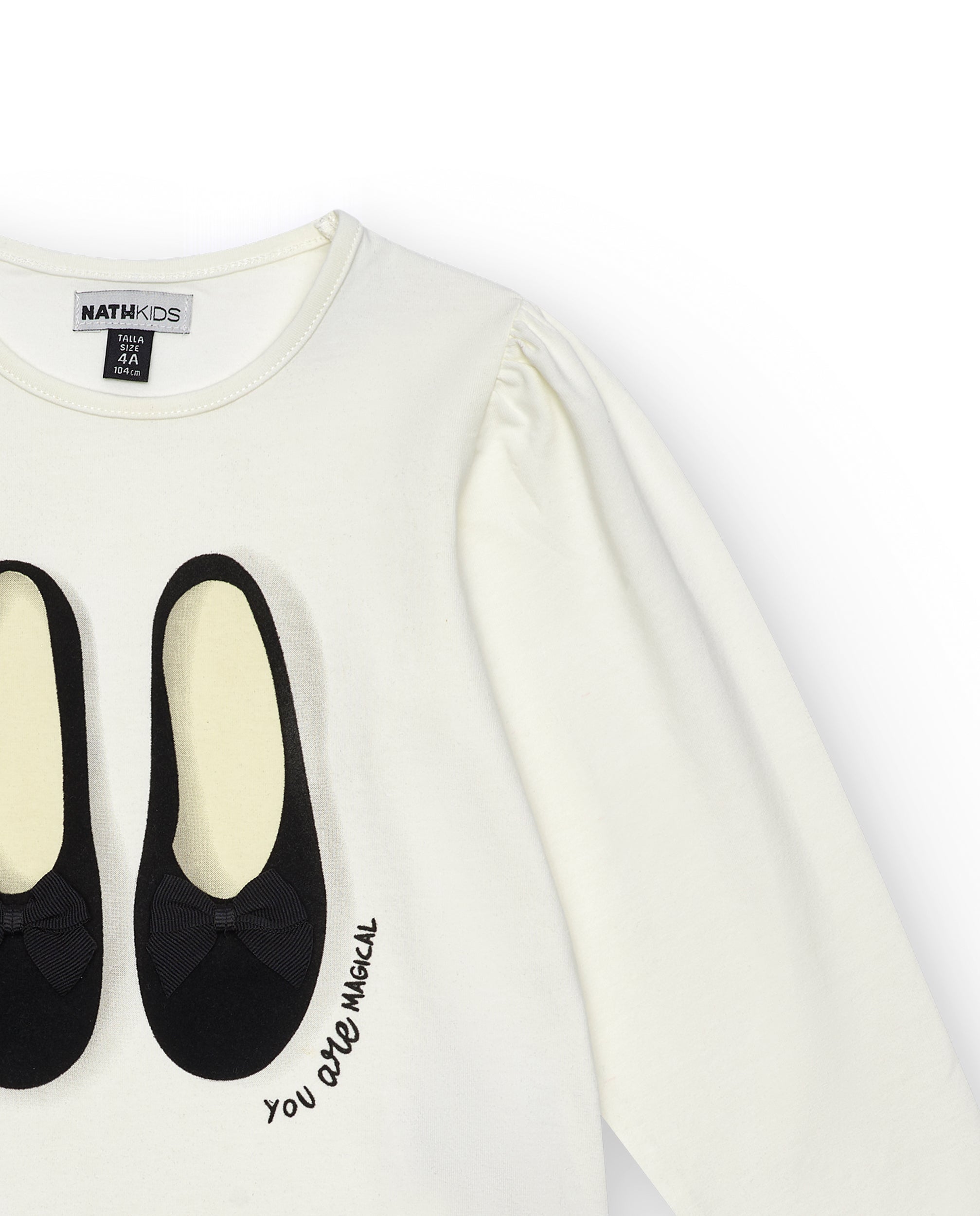 Camiseta blanca con estampado de bailarinas para niña colección