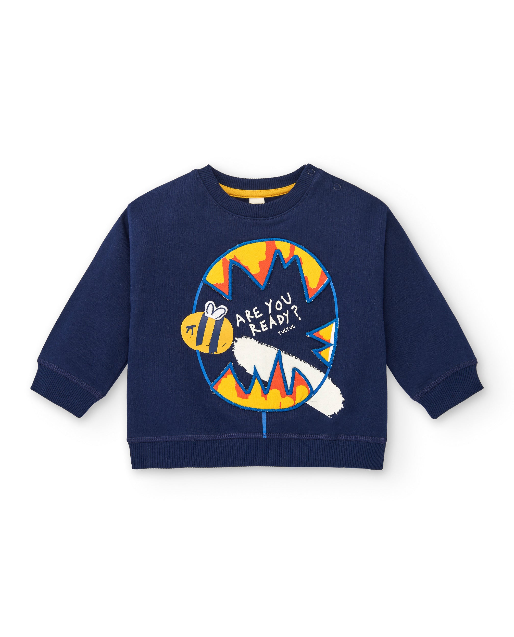Sudadera felpa niño en azul marino con estampado de abeja