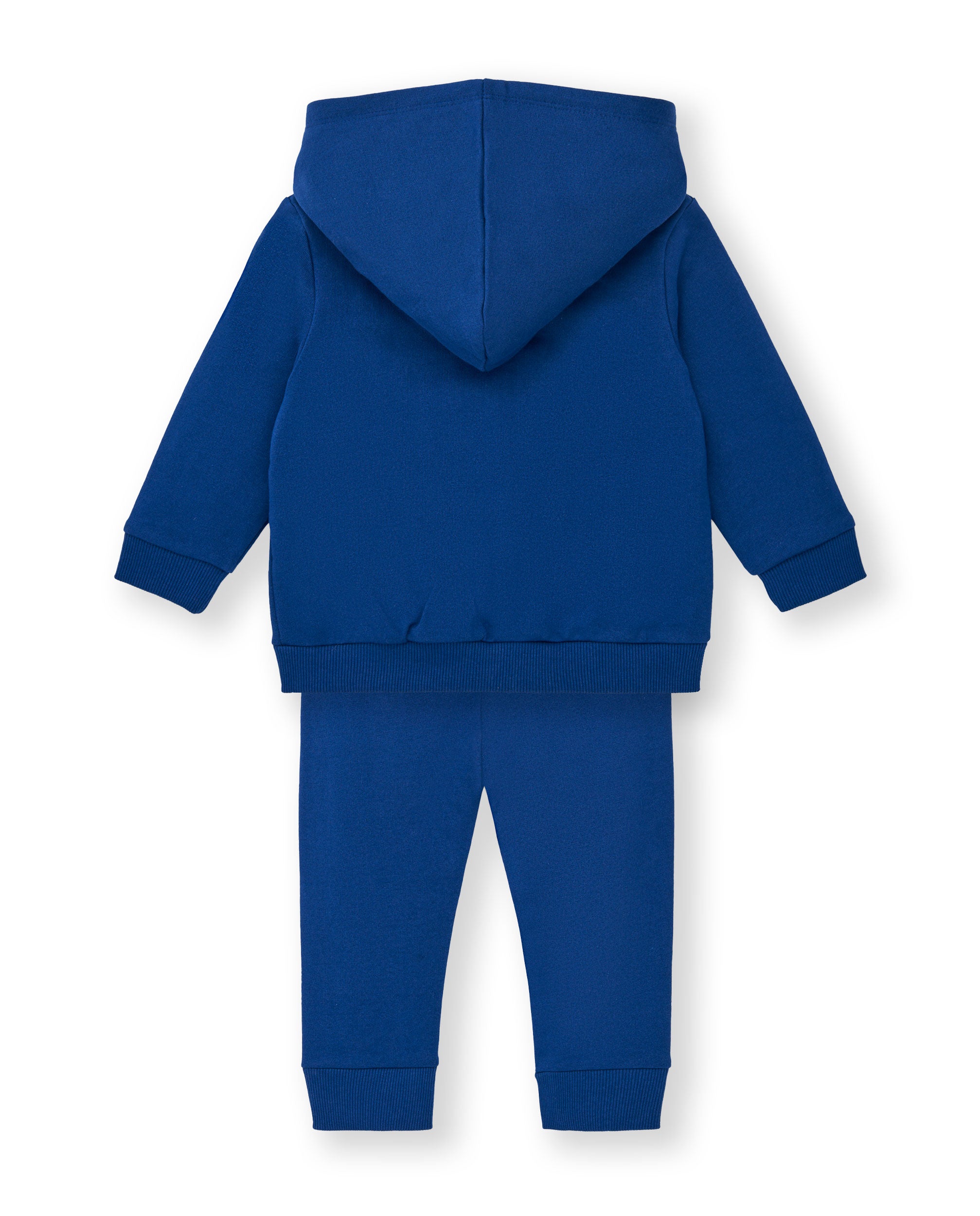 Conjunto sudadera y pantalón felpa niño en azul con estampado