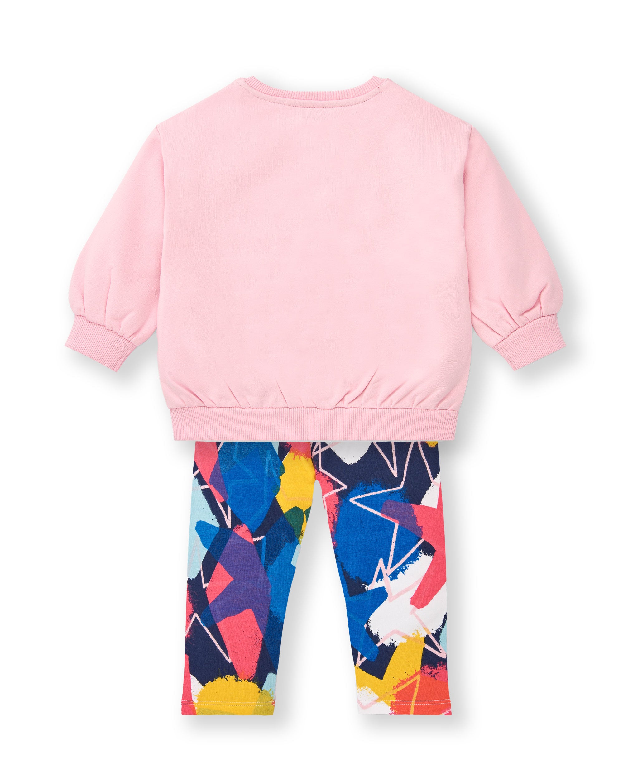 Conjunto de sudadera y leggings niña en rosa con estampado