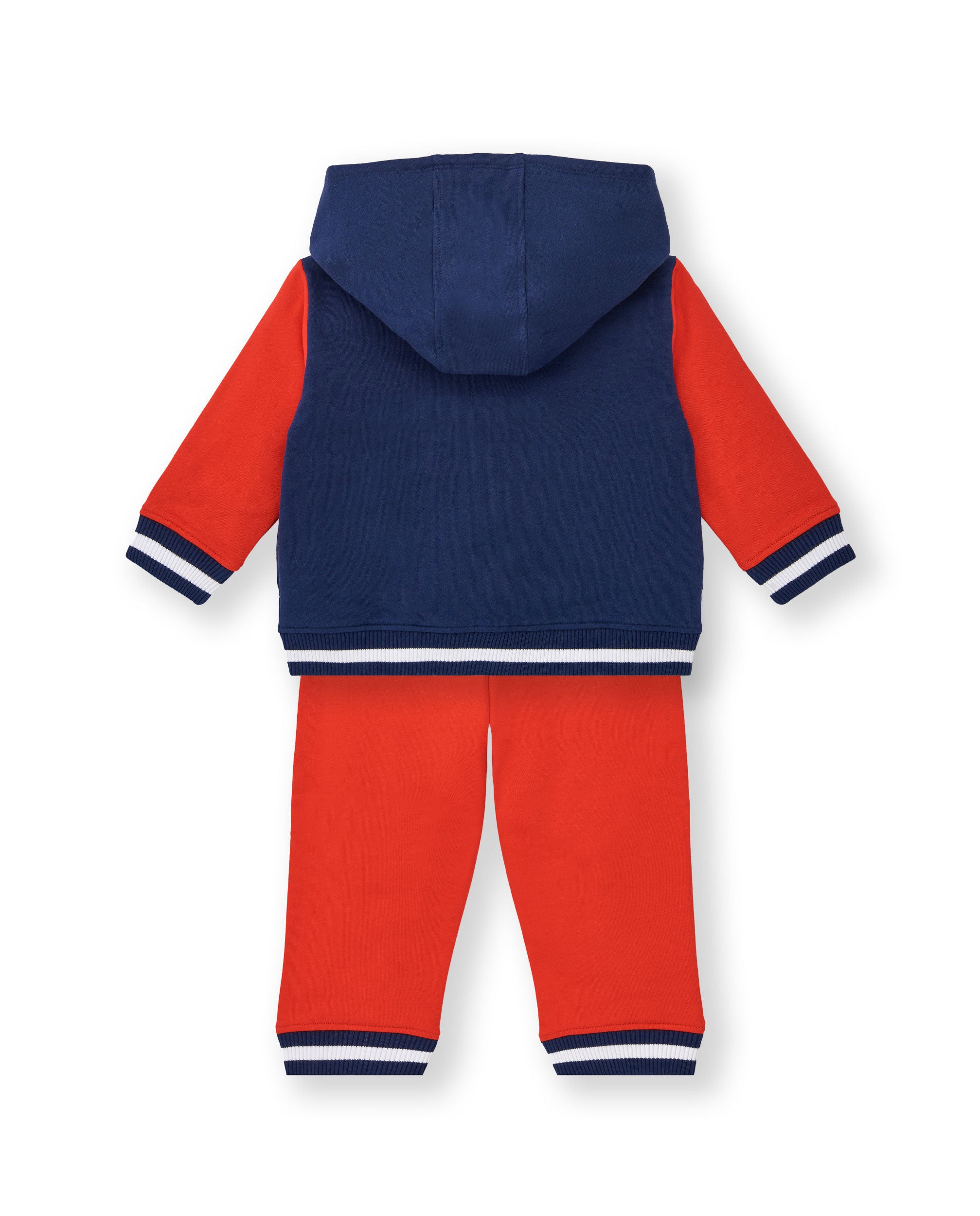 Conjunto sudadera y pantalón jogger niño en azul y rojo con