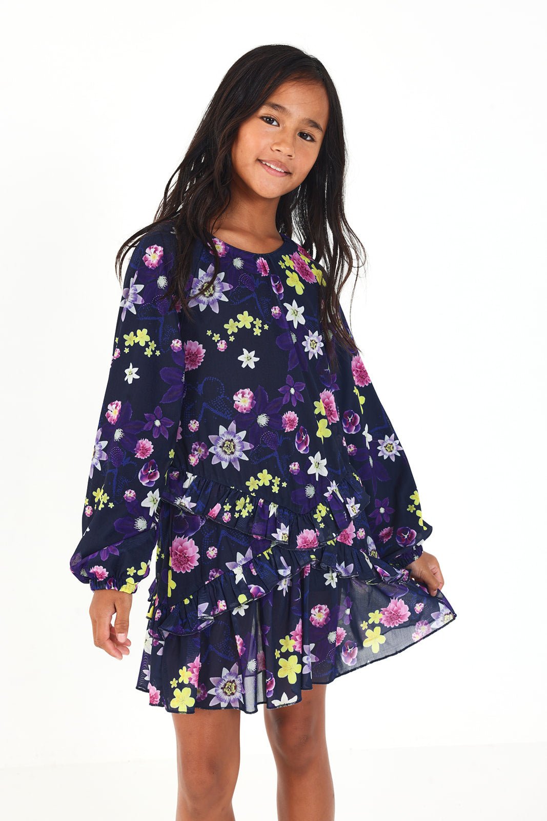 Vestido estampado floral para niña colección Galactic Garden