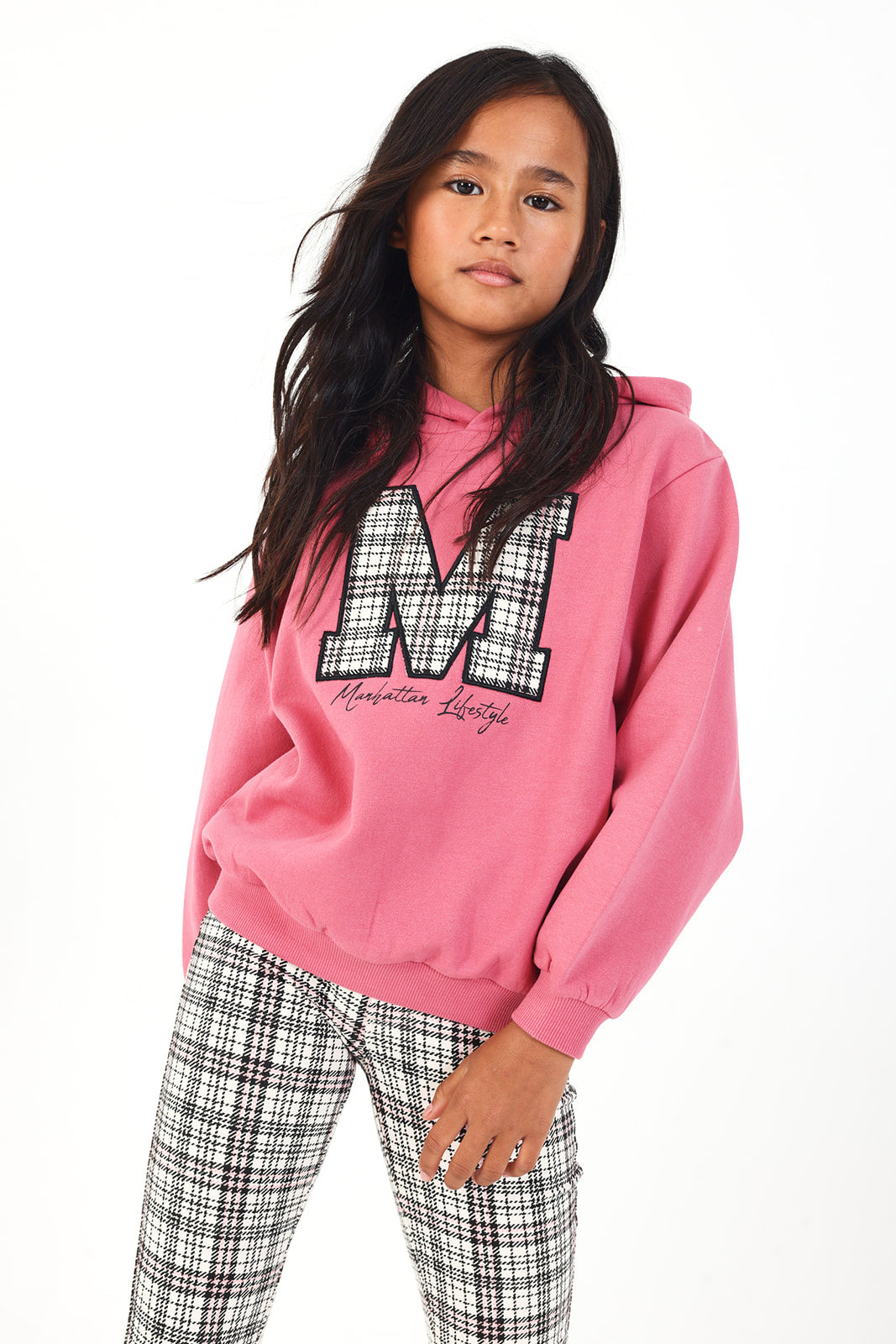 Sudadera con capucha en rosa para niña de la colección Central