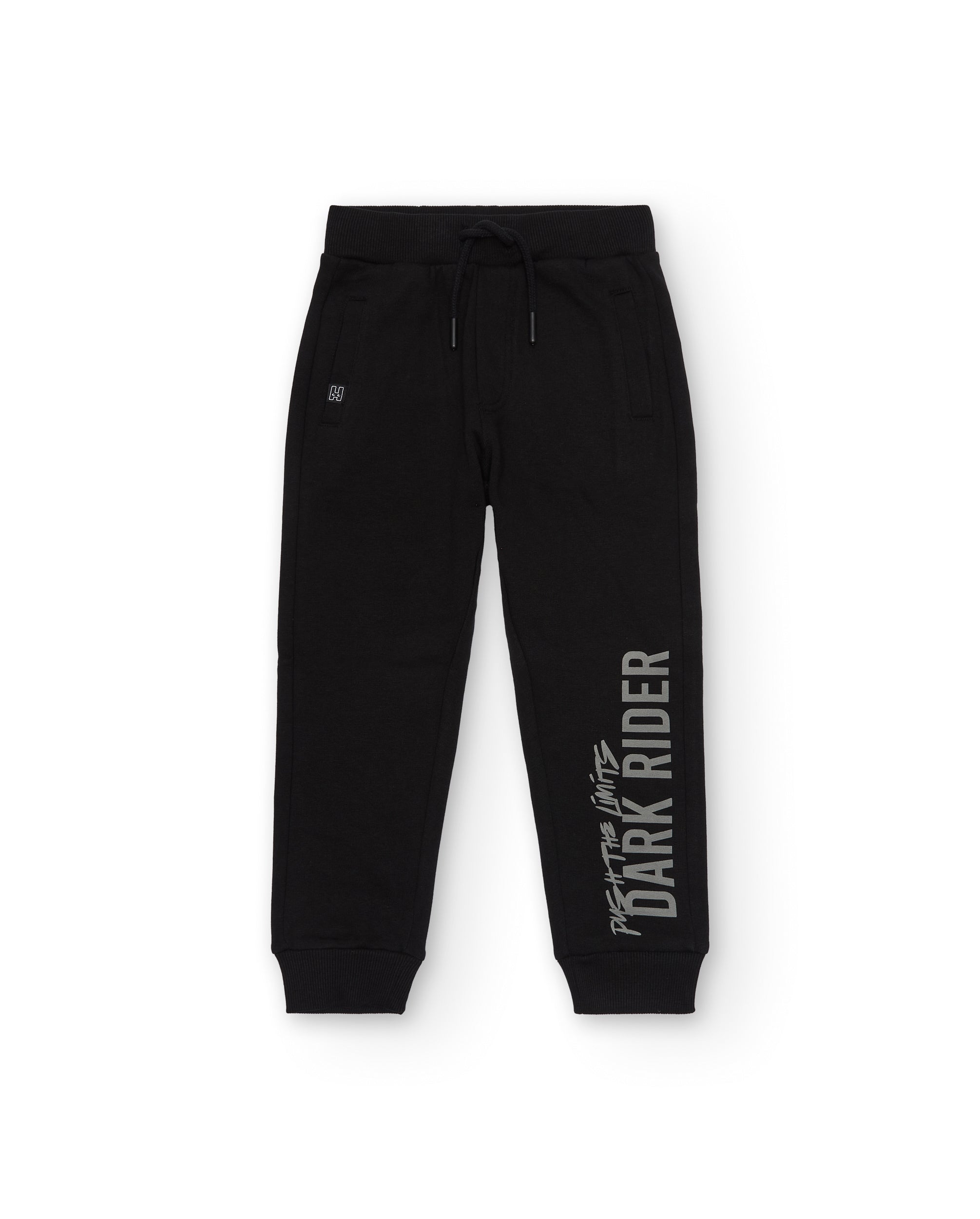 Pantalones niño en negro con estampado lateral colección Dark