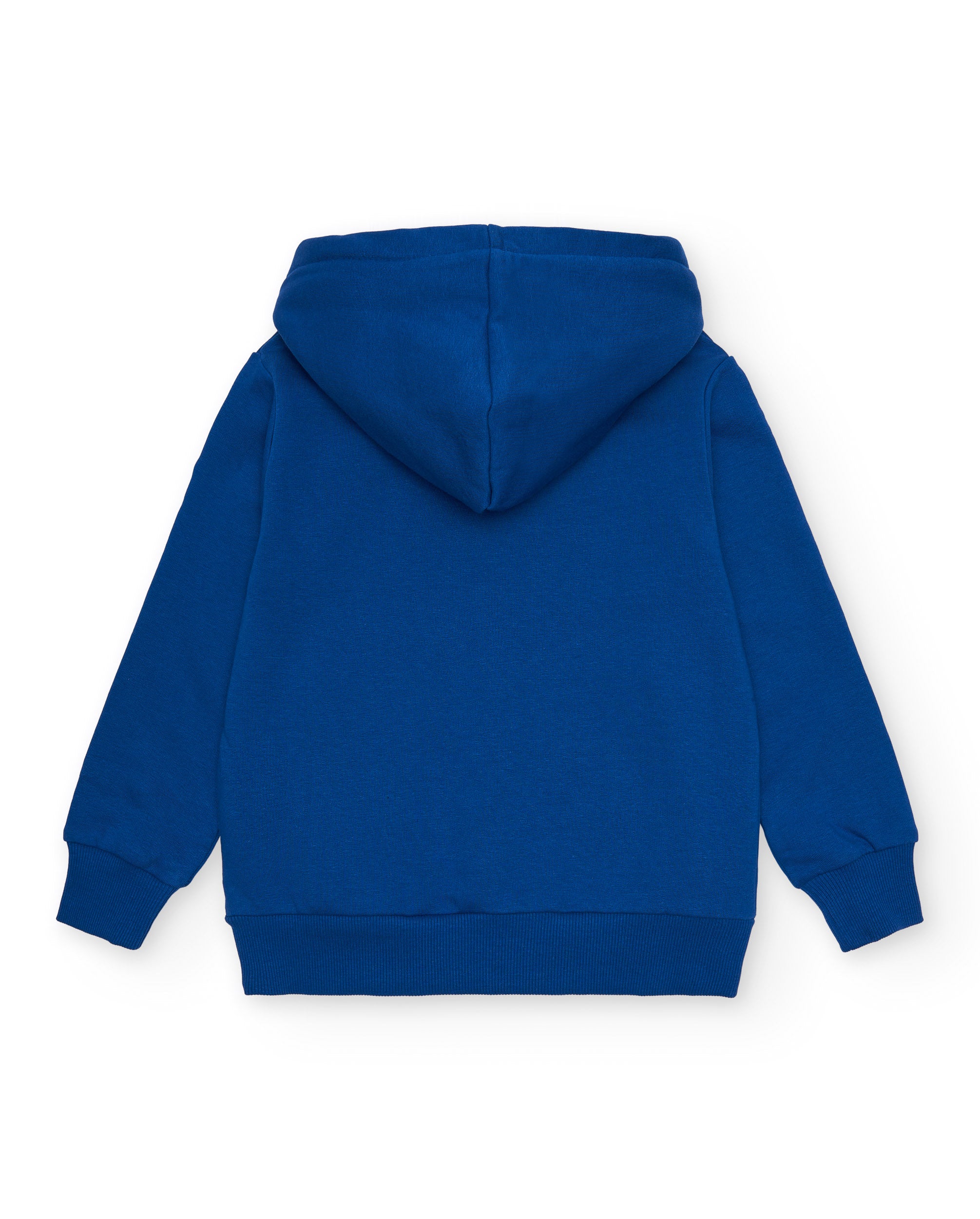Sudadera niño en azul con capucha y diseño espacial colección