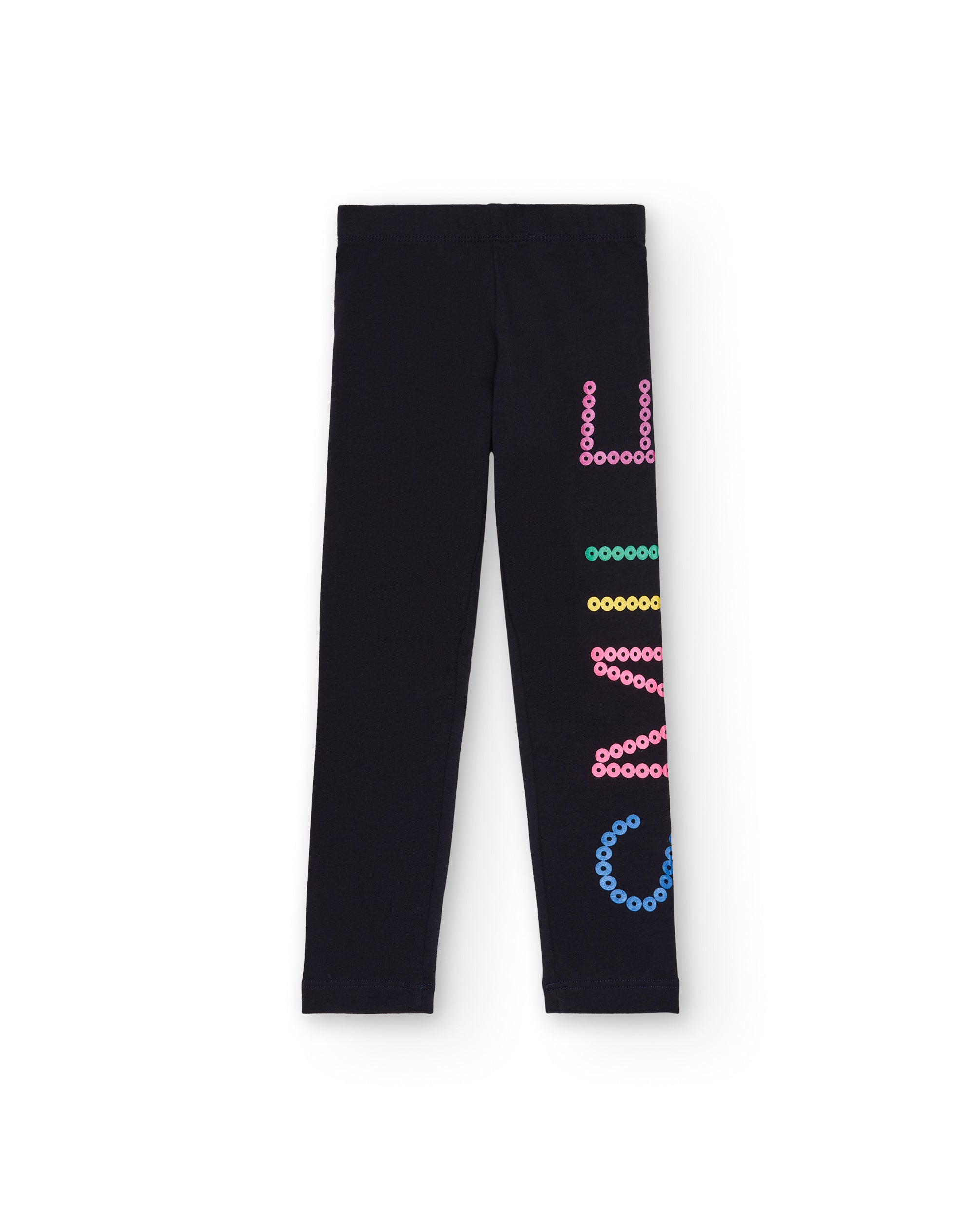 Leggings niña en negro con estampado de colores colección