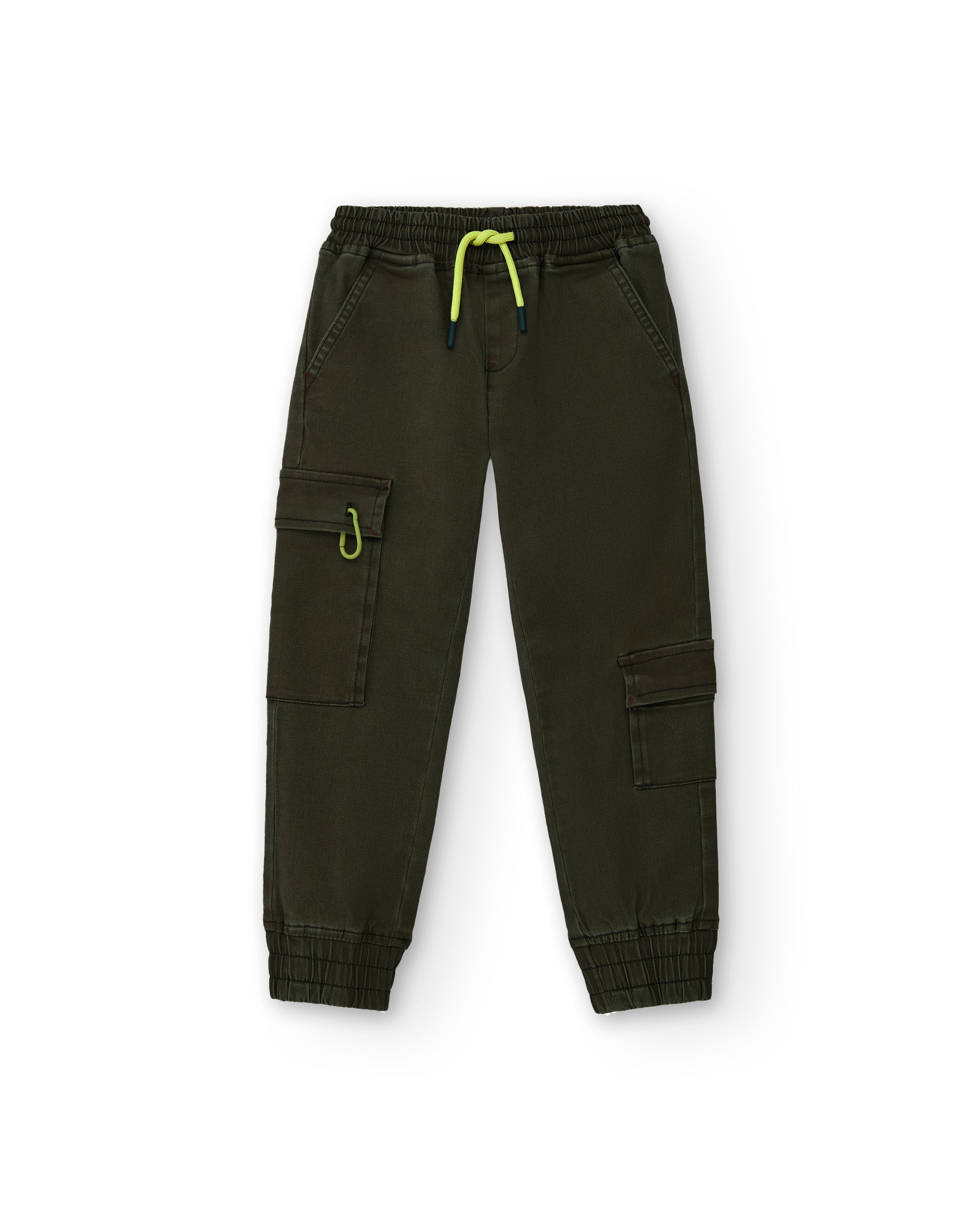 Pantalón cargo para niño en verde con detalles utilitarios