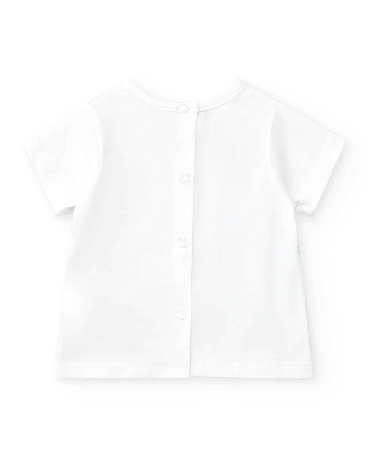 Conjunto de punto para niño con camiseta blanca y shorts rojos