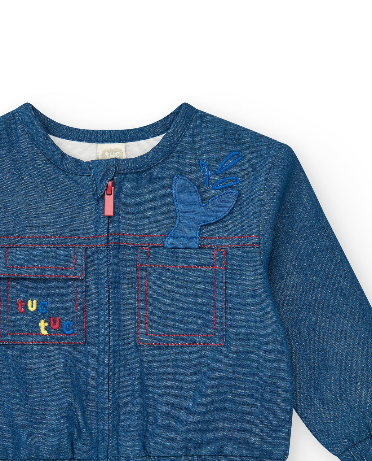 Chaqueta denim para niño con bolsillos y bordados