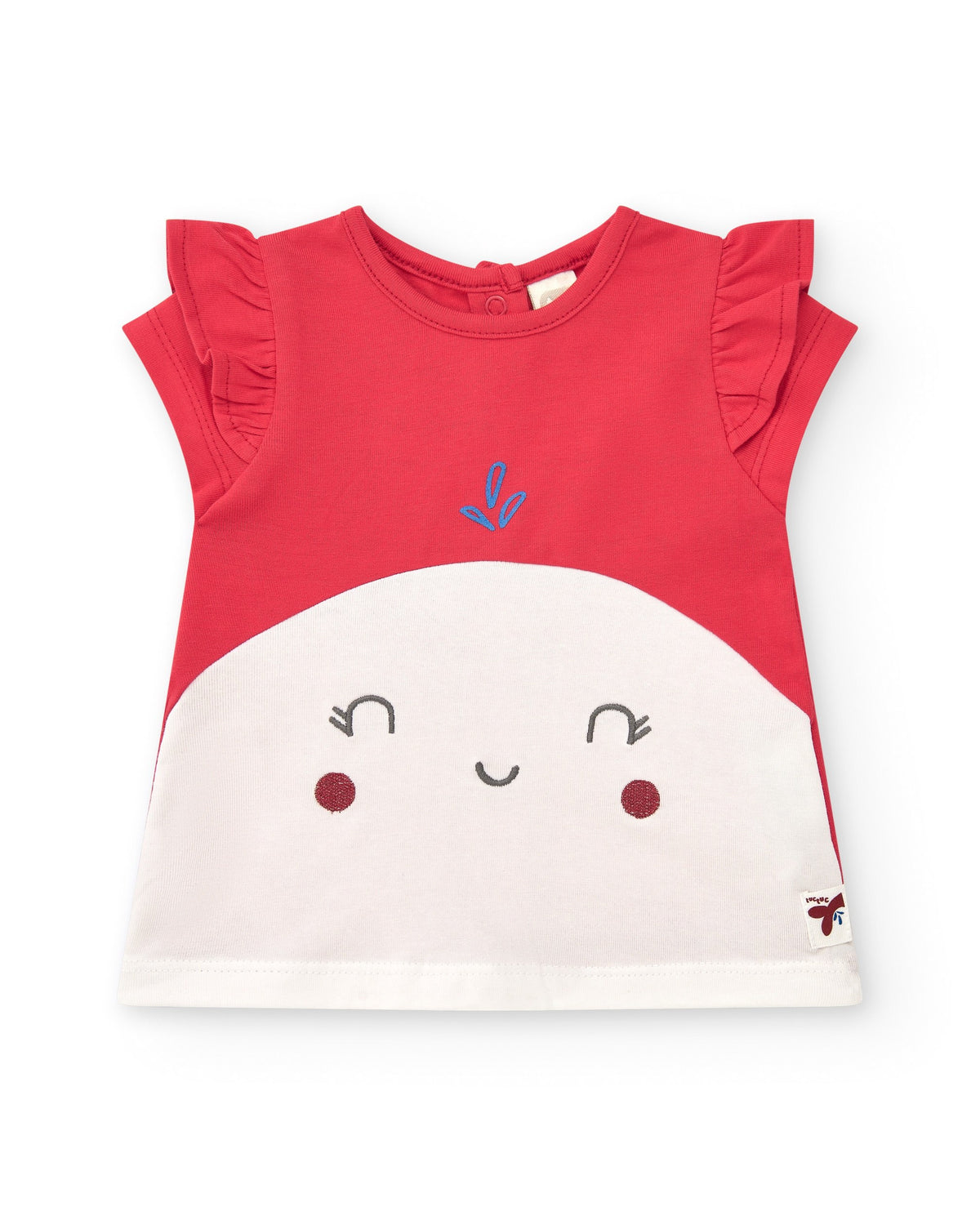 Conjunto para niña con camiseta roja de ballena y pantalón