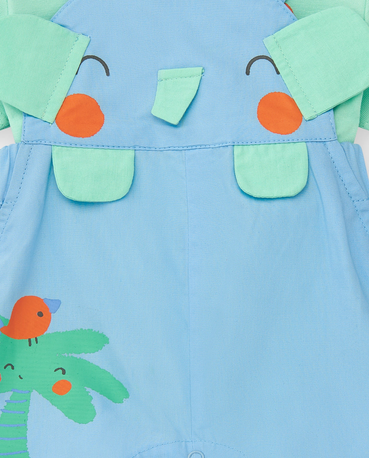 Conjunto de plana para niño con peto de elefante y palmera y