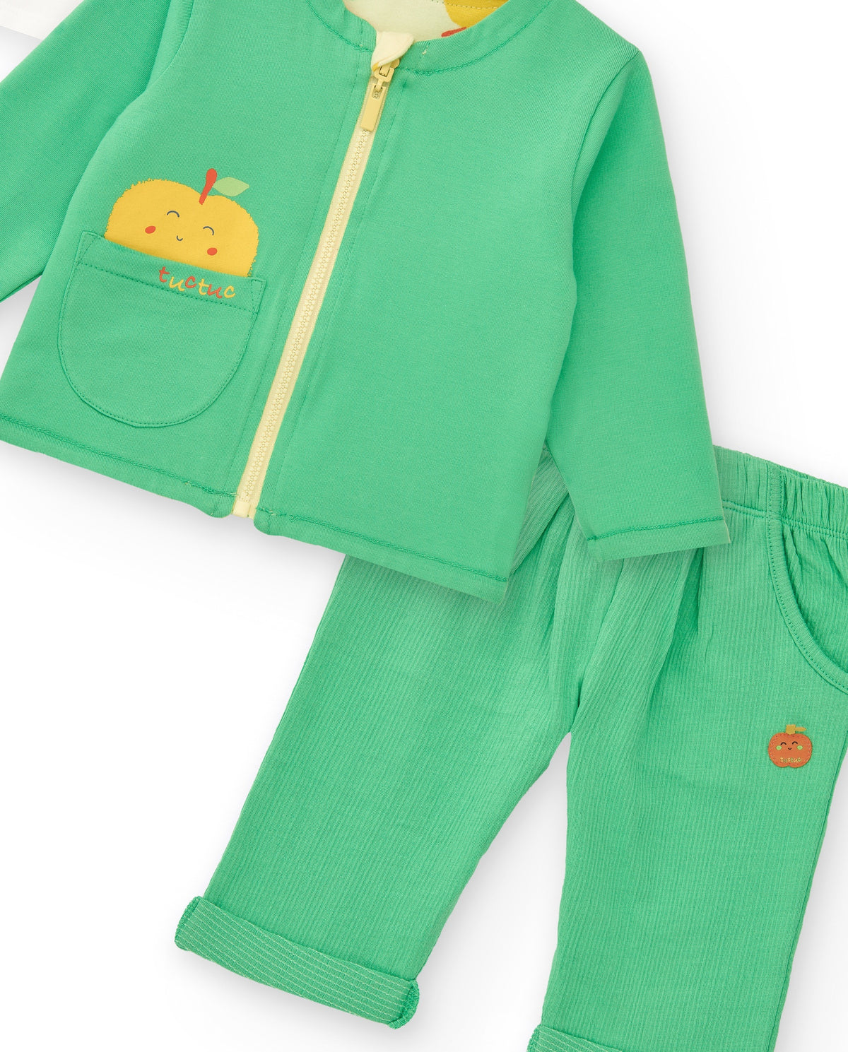 Conjunto de felpa para niño con camiseta de manzanas, pantalón