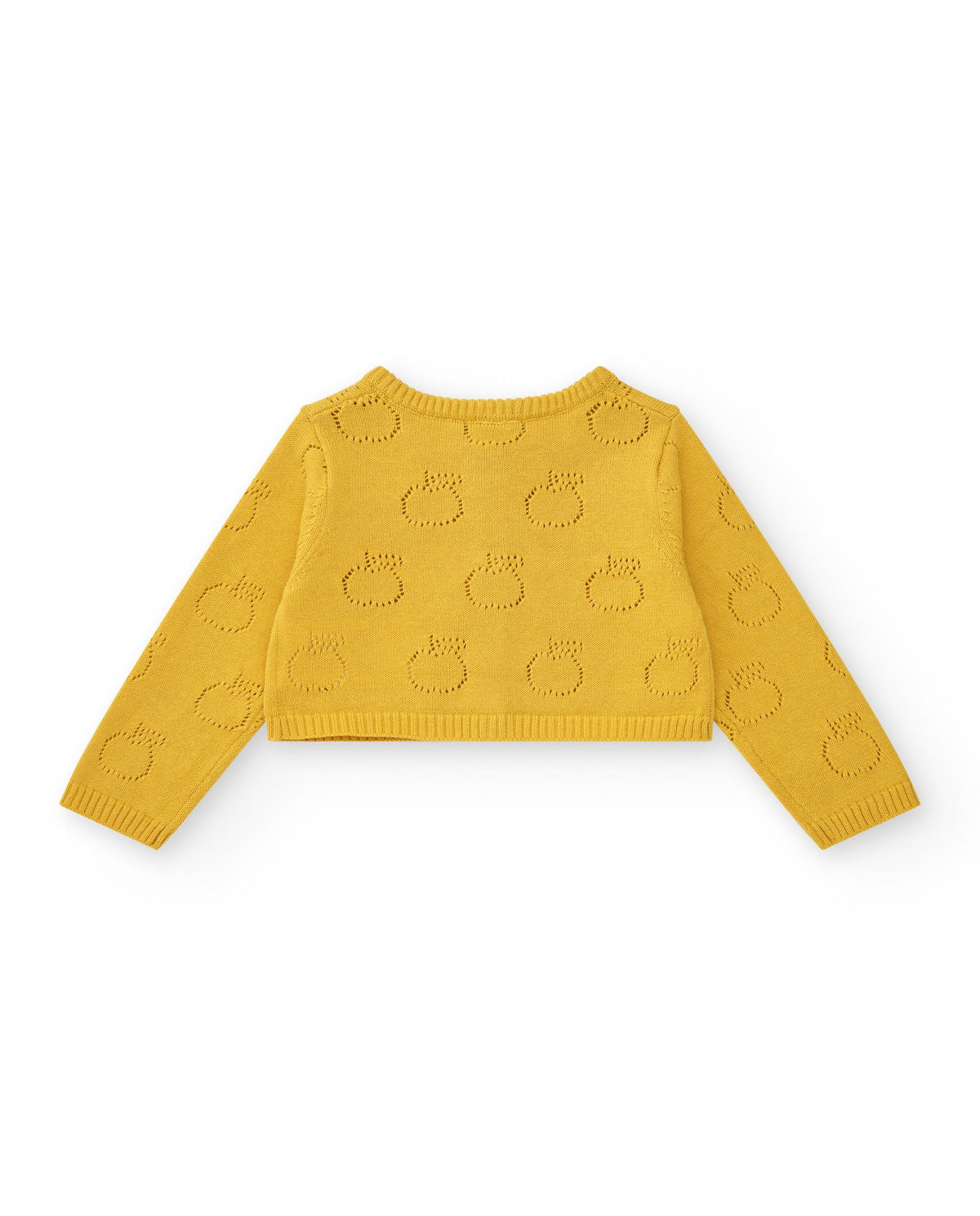 Chaqueta de tricot amarilla para niña con diseño calado de