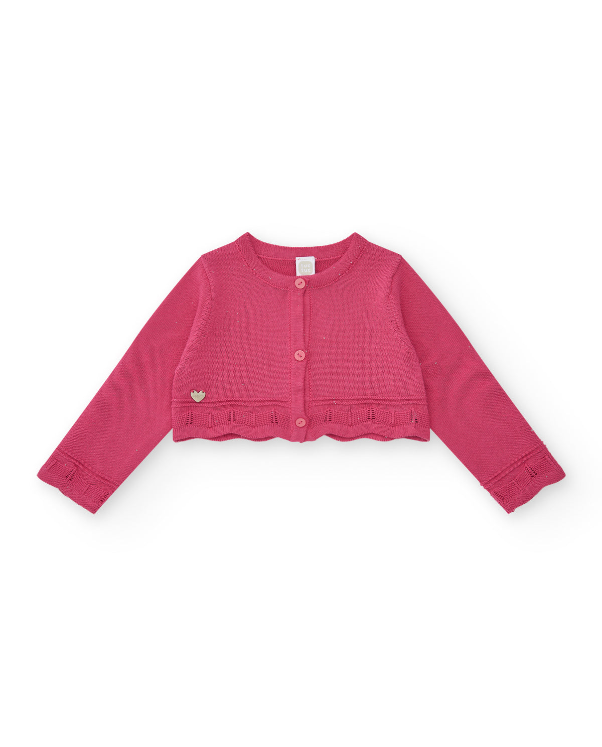 Chaqueta rosa corta para niña con aplique metálico