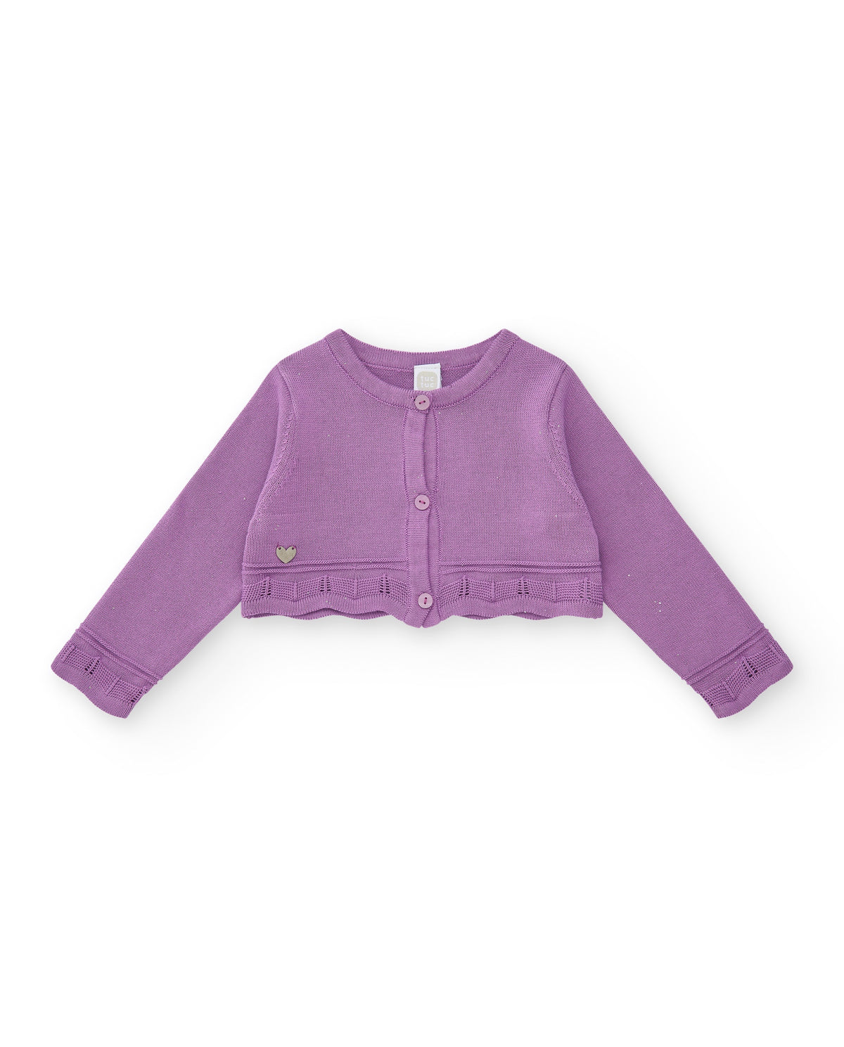 Chaqueta lila para niña con botones y detalles