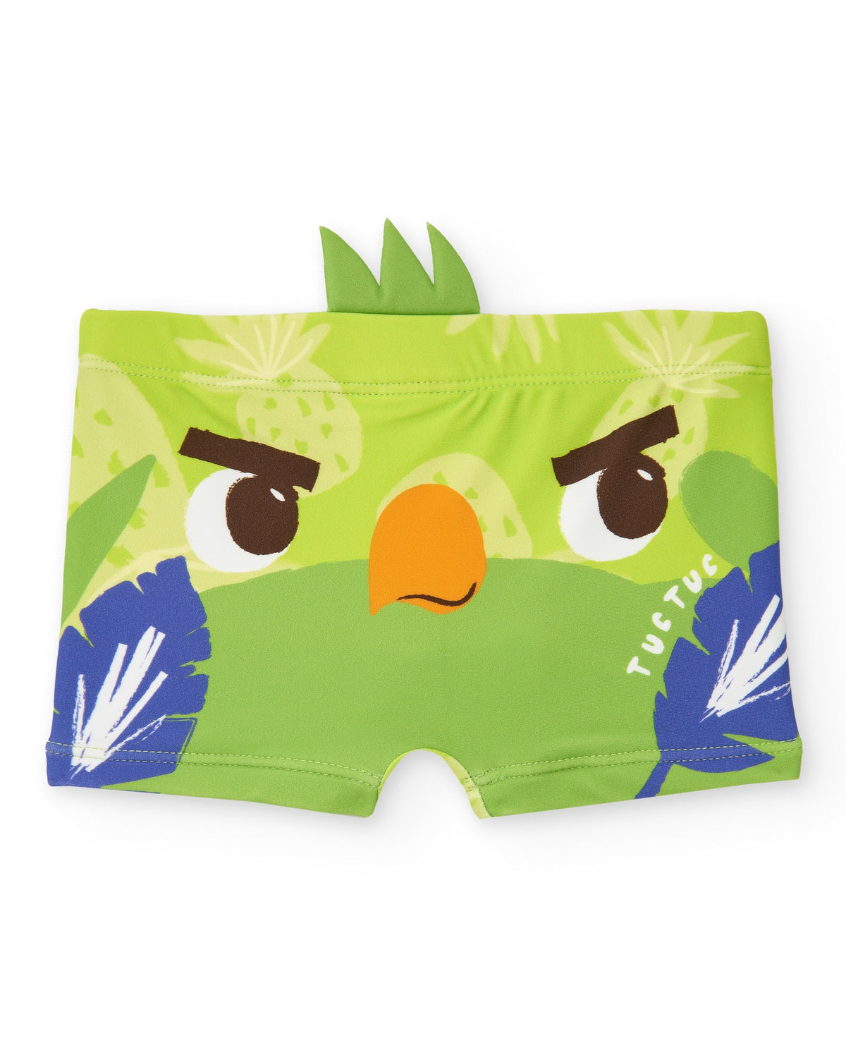 Bañador bóxer verde para niño con estampado tropical